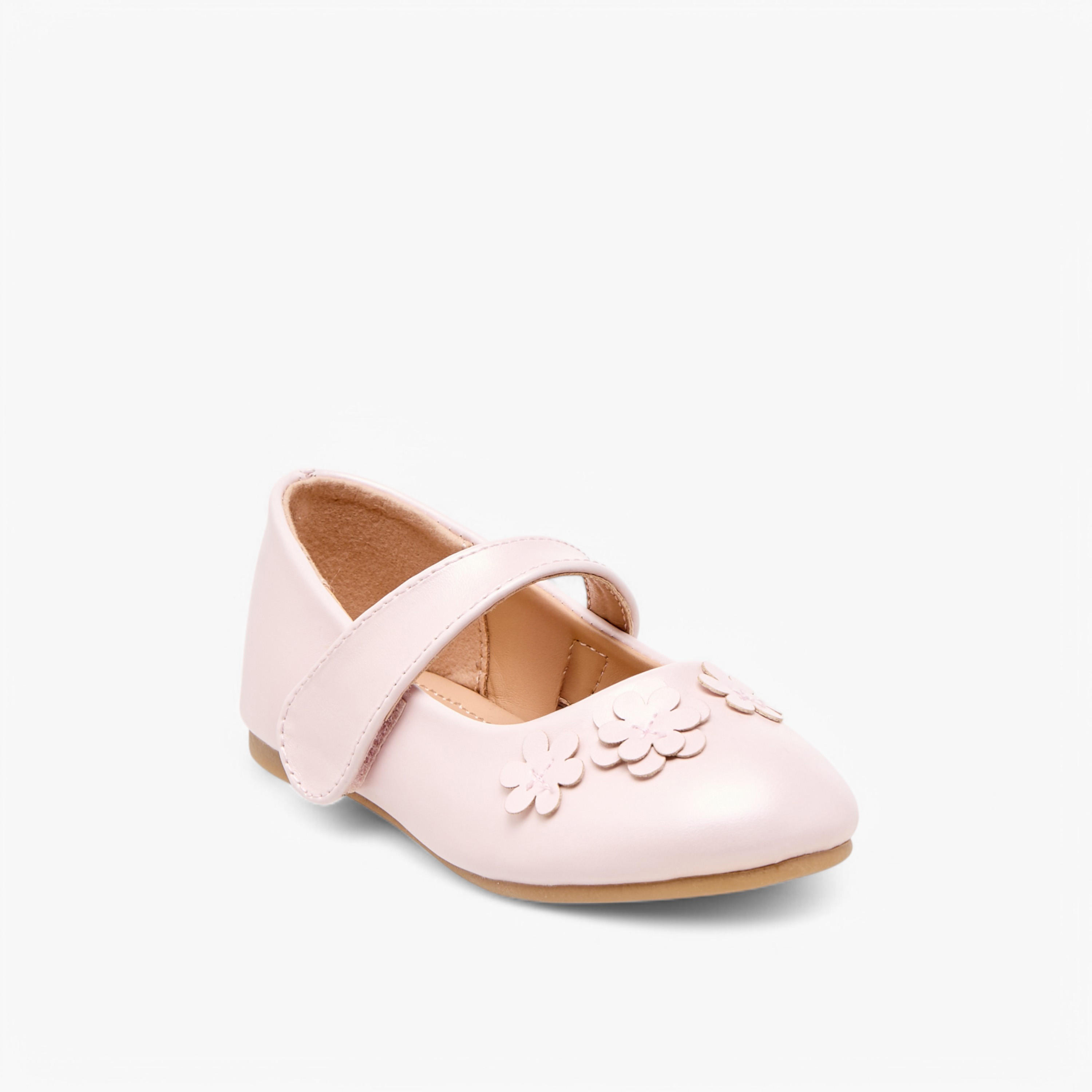 Flora Bella Floral Applique Ballerina Shoes with Hook and Loop Closure-girls-shoes-ballerinas-image-2