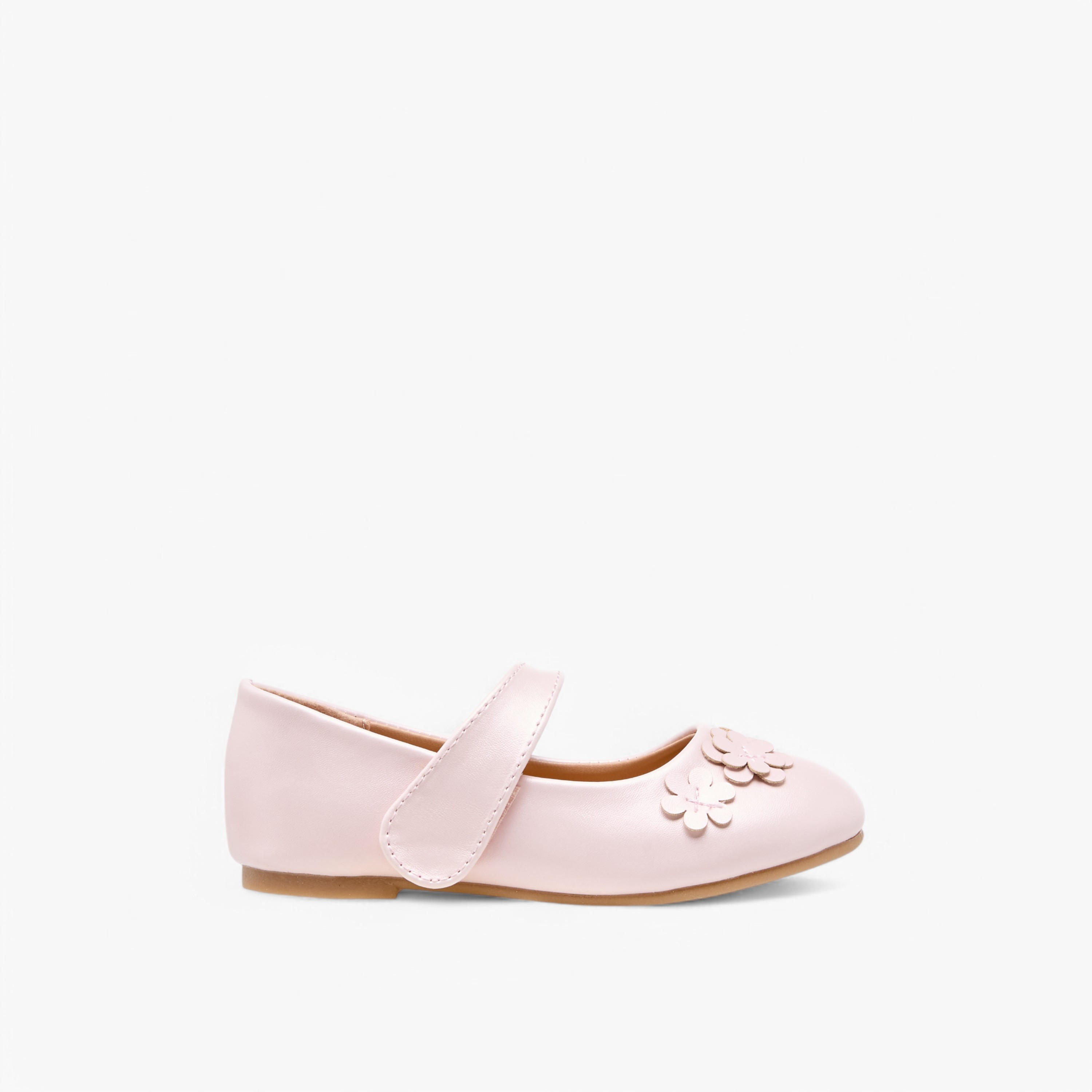 Flora Bella Floral Applique Ballerina Shoes with Hook and Loop Closure-girls-shoes-ballerinas-image-3