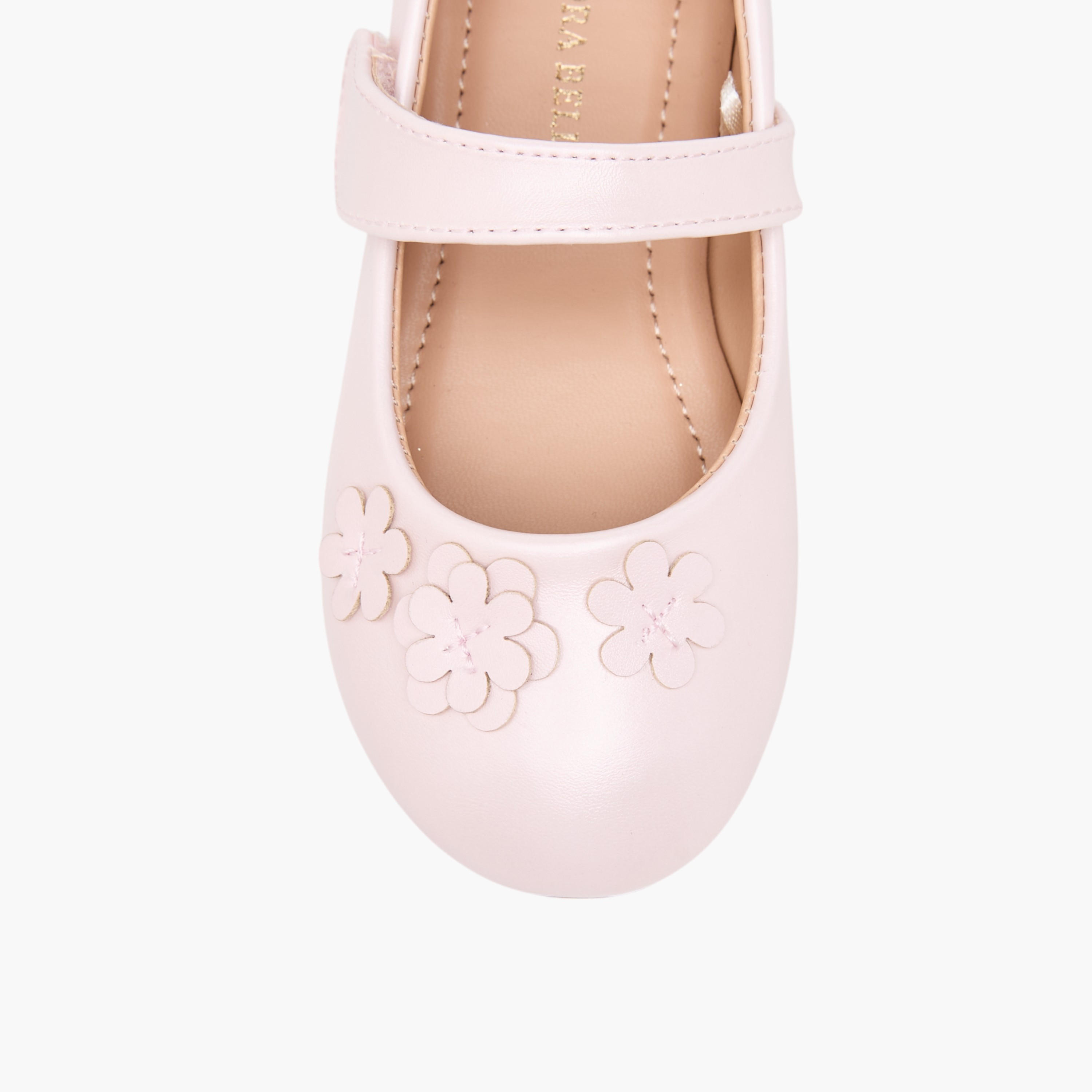 Flora Bella Floral Applique Ballerina Shoes with Hook and Loop Closure-girls-shoes-ballerinas-image-4