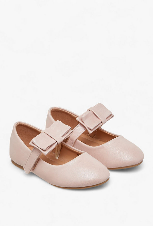 Flora Bella Bow Accent Ballerina Shoes with Hook and Loop Closure-girls-shoes-maryjanes-image-1
