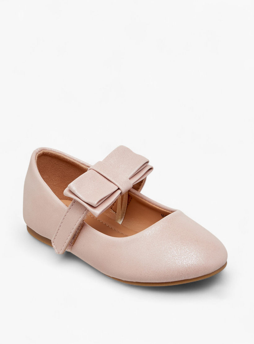 Flora Bella Bow Accent Ballerina Shoes with Hook and Loop Closure-girls-shoes-maryjanes-image-2