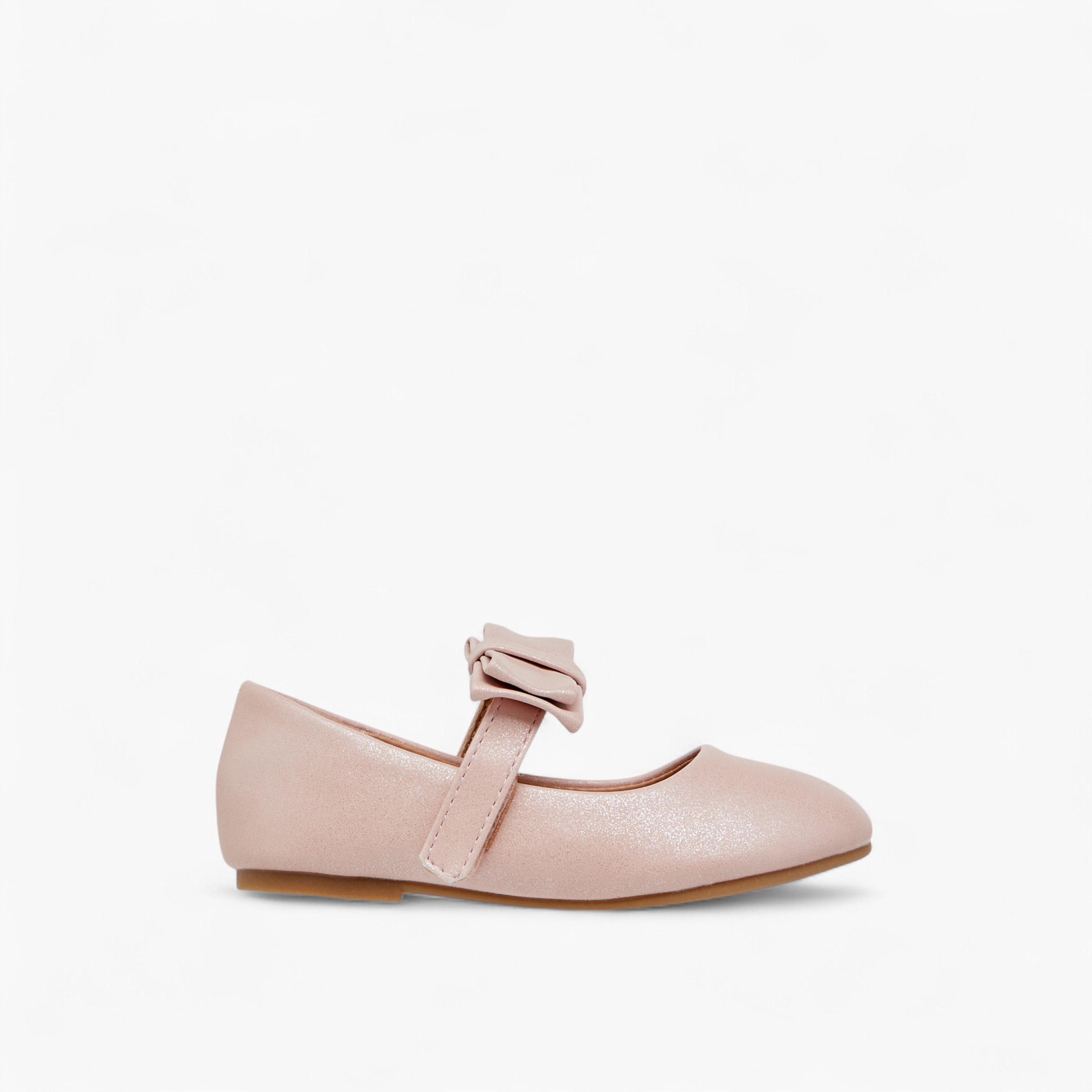 Flora Bella Bow Accent Ballerina Shoes with Hook and Loop Closure-girls-shoes-maryjanes-image-3