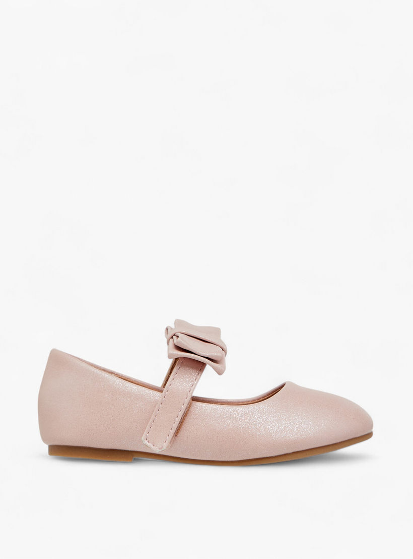 Flora Bella Bow Accent Ballerina Shoes with Hook and Loop Closure-girls-shoes-maryjanes-image-3