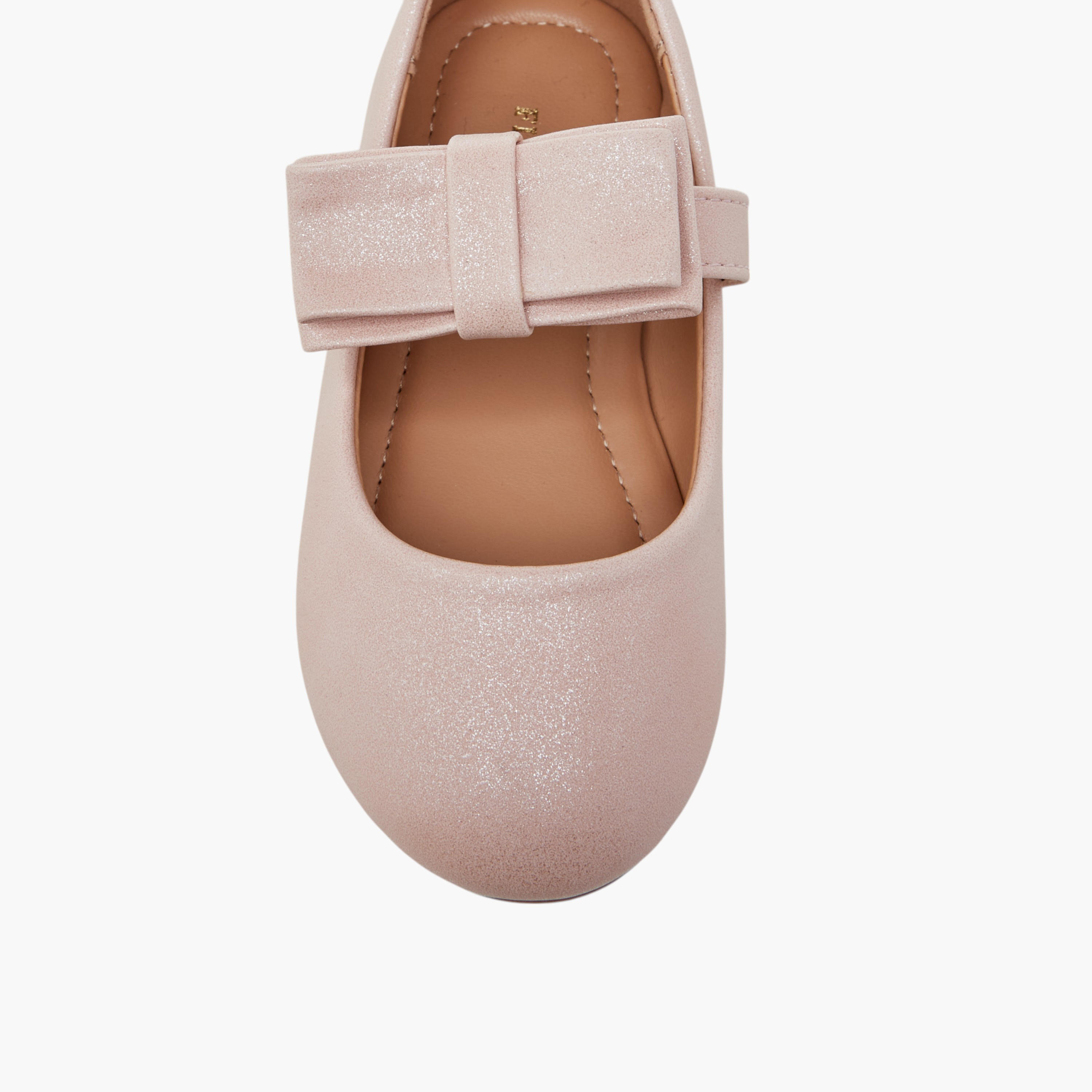 Flora Bella Bow Accent Ballerina Shoes with Hook and Loop Closure-girls-shoes-maryjanes-image-4