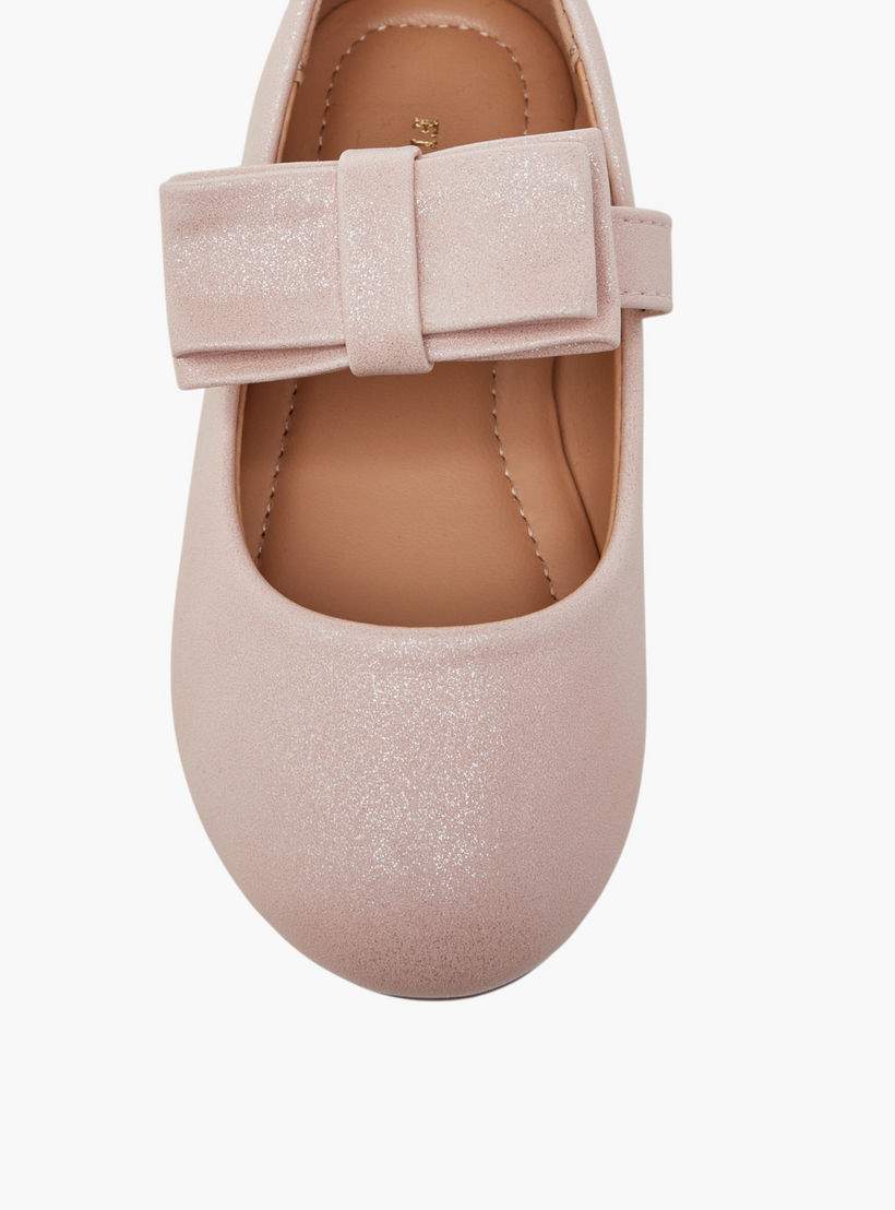 Flora Bella Bow Accent Ballerina Shoes with Hook and Loop Closure-girls-shoes-maryjanes-image-4