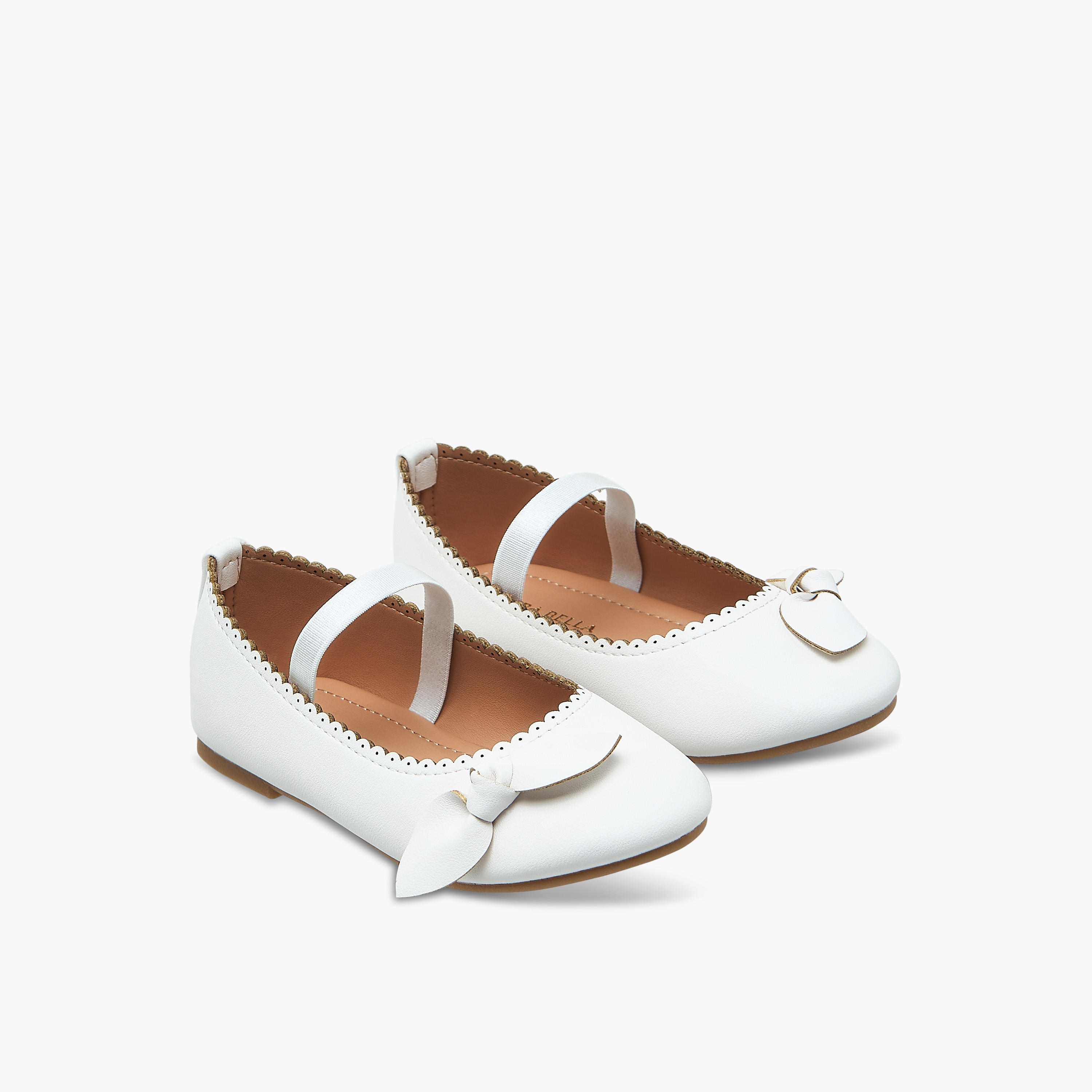 Flora Bella Textured Ballerina Shoes with Elastic and Bow Detail-girls-shoes-ballerinas-image-1