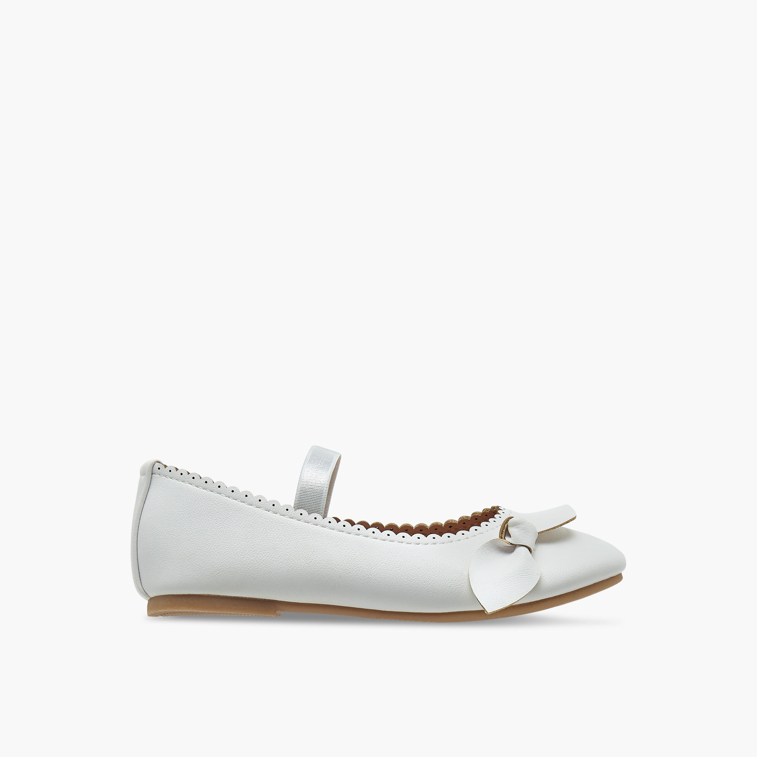 Flora Bella Textured Ballerina Shoes with Elastic and Bow Detail-girls-shoes-ballerinas-image-3