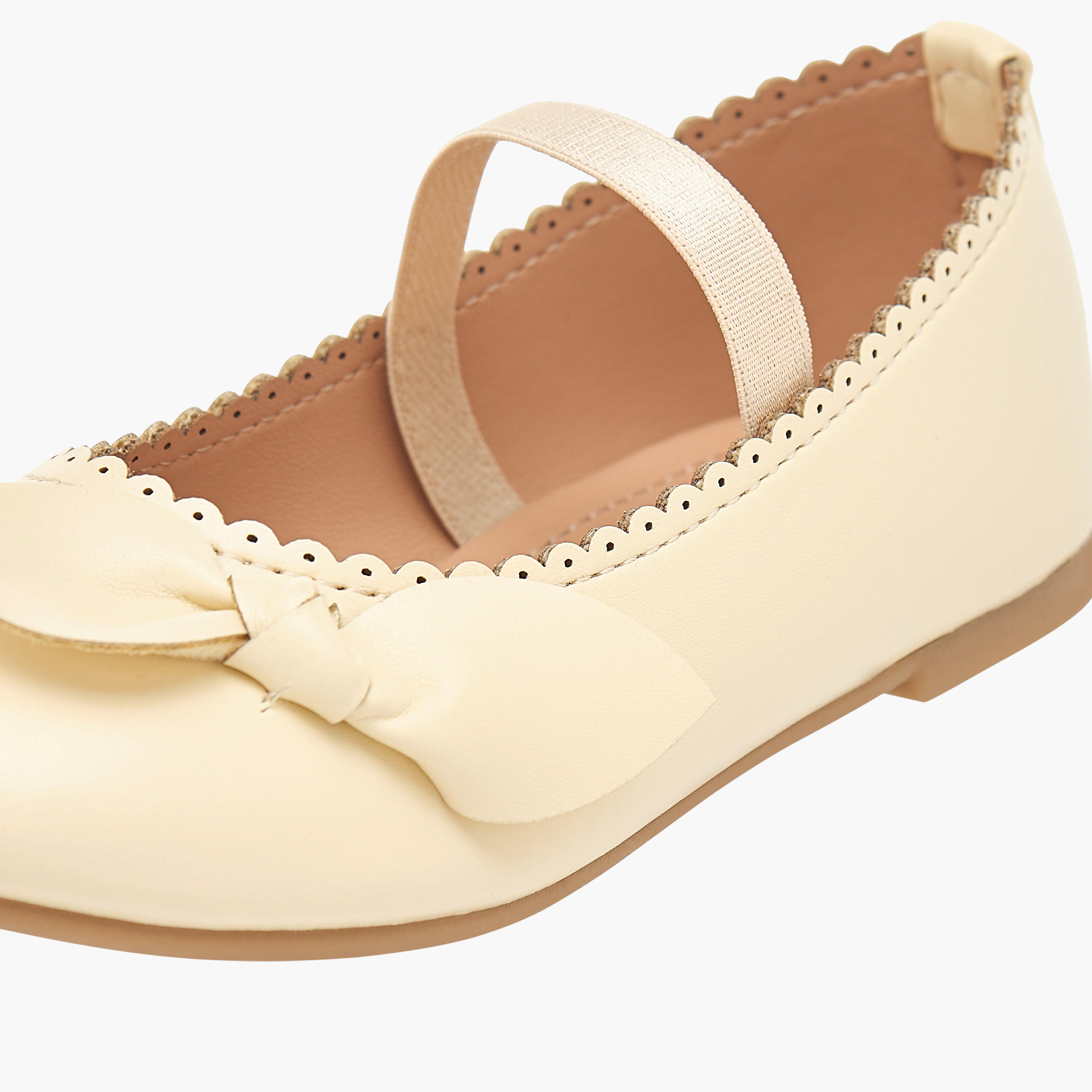 Flora Bella Textured Ballerina Shoes with Elastic and Bow Detail-girls-shoes-ballerinas-image-6