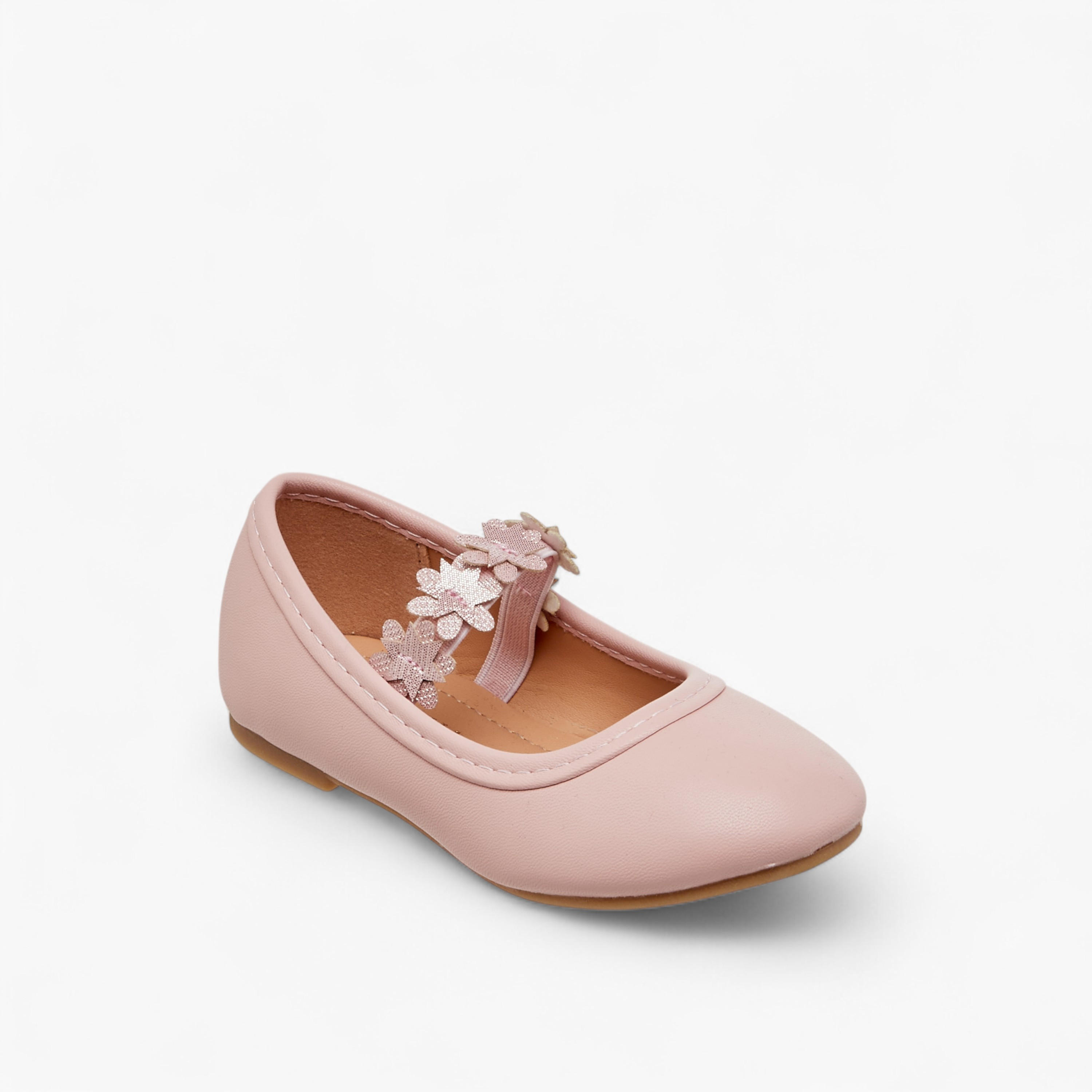 Flora Bella Floral Accent Ballerina Shoes with Elasticated Strap-girls-shoes-ballerinas-image-2