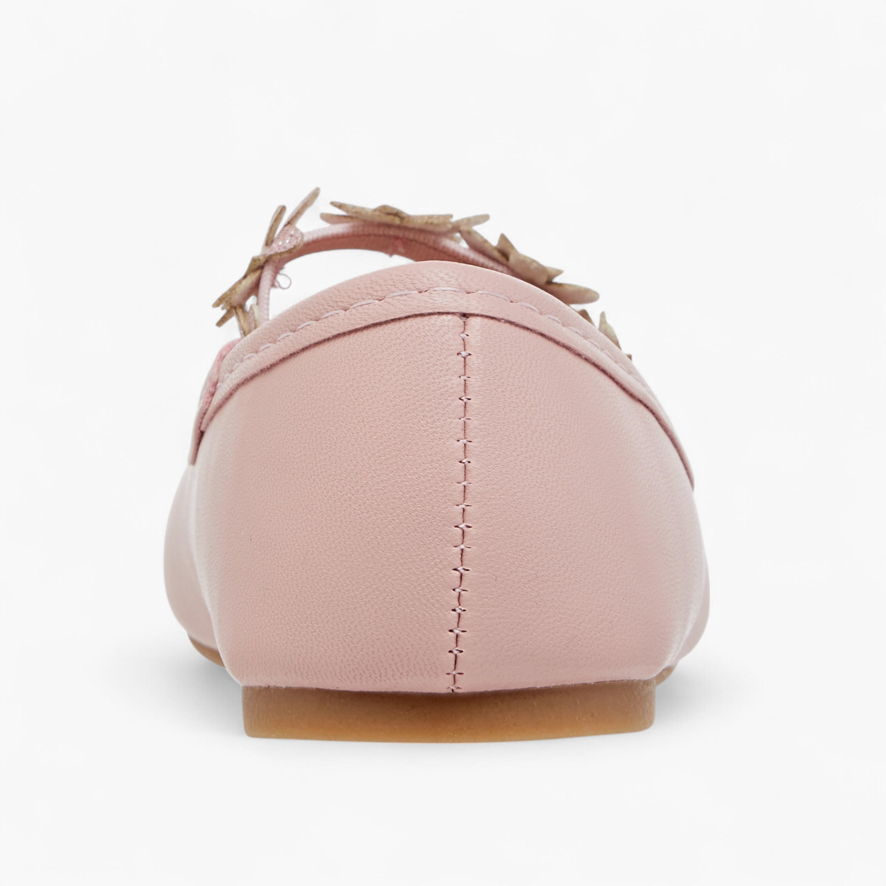 Flora Bella Floral Accent Ballerina Shoes with Elasticated Strap-girls-shoes-ballerinas-image-5