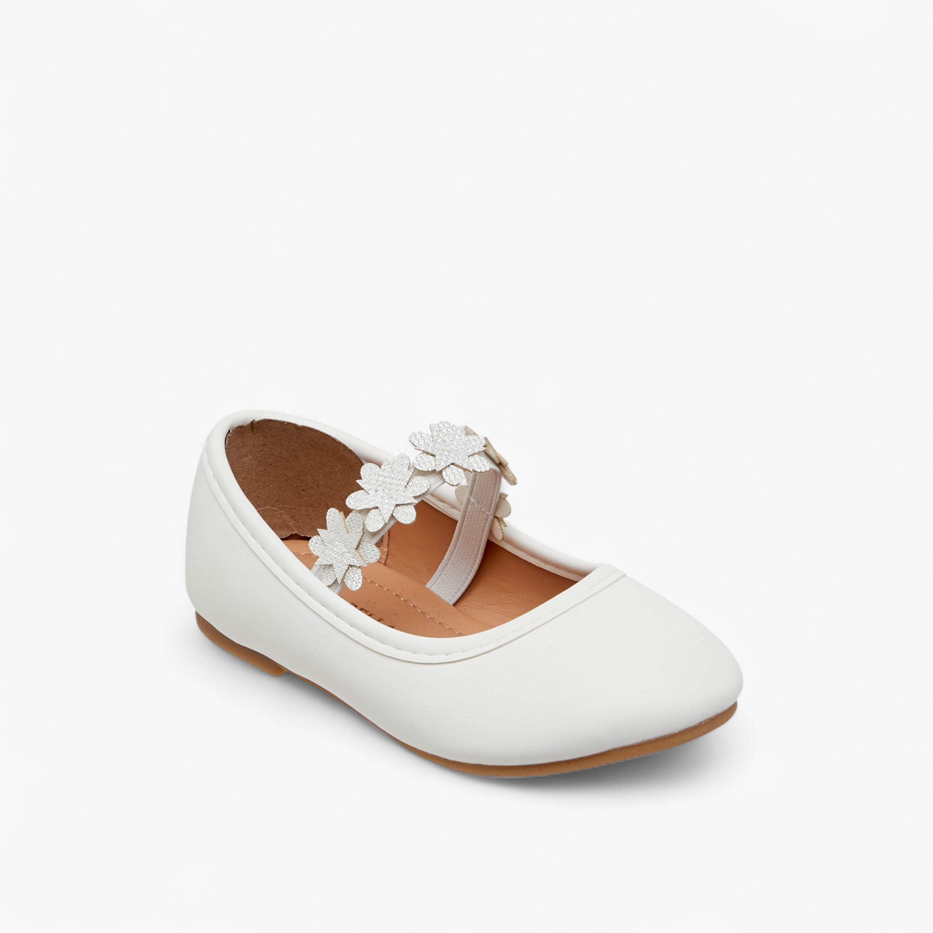 Flora Bella Floral Accent Ballerina Shoes with Elasticated Strap-girls-shoes-ballerinas-image-2