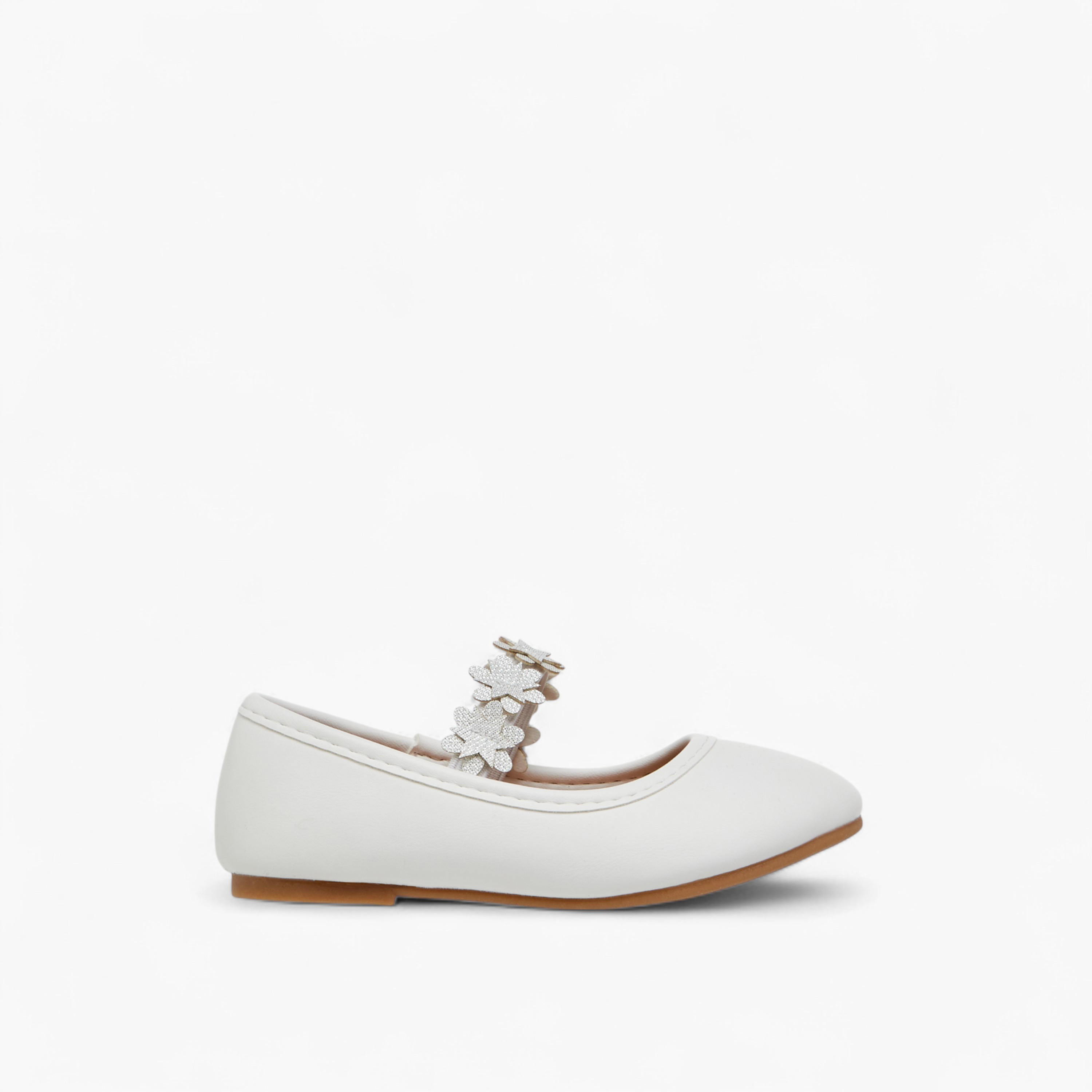 Flora Bella Floral Accent Ballerina Shoes with Elasticated Strap-girls-shoes-ballerinas-image-3