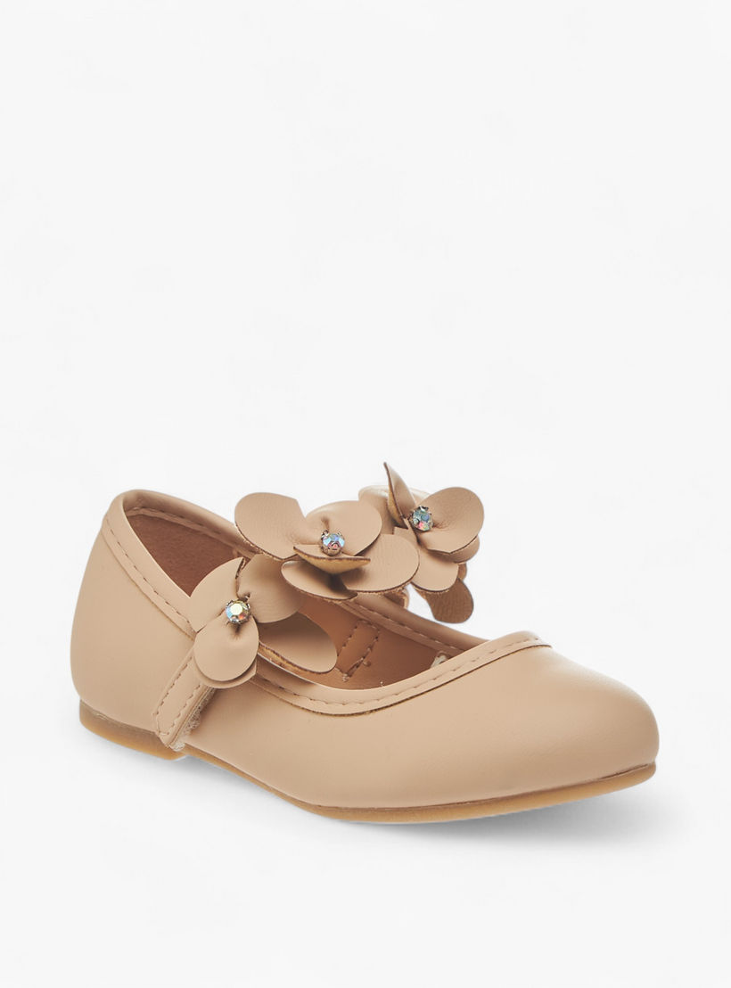 Flora Bella Floral Applique Ballerina Shoes with Hook and Loop Closure-girls-shoes-maryjanes-image-2
