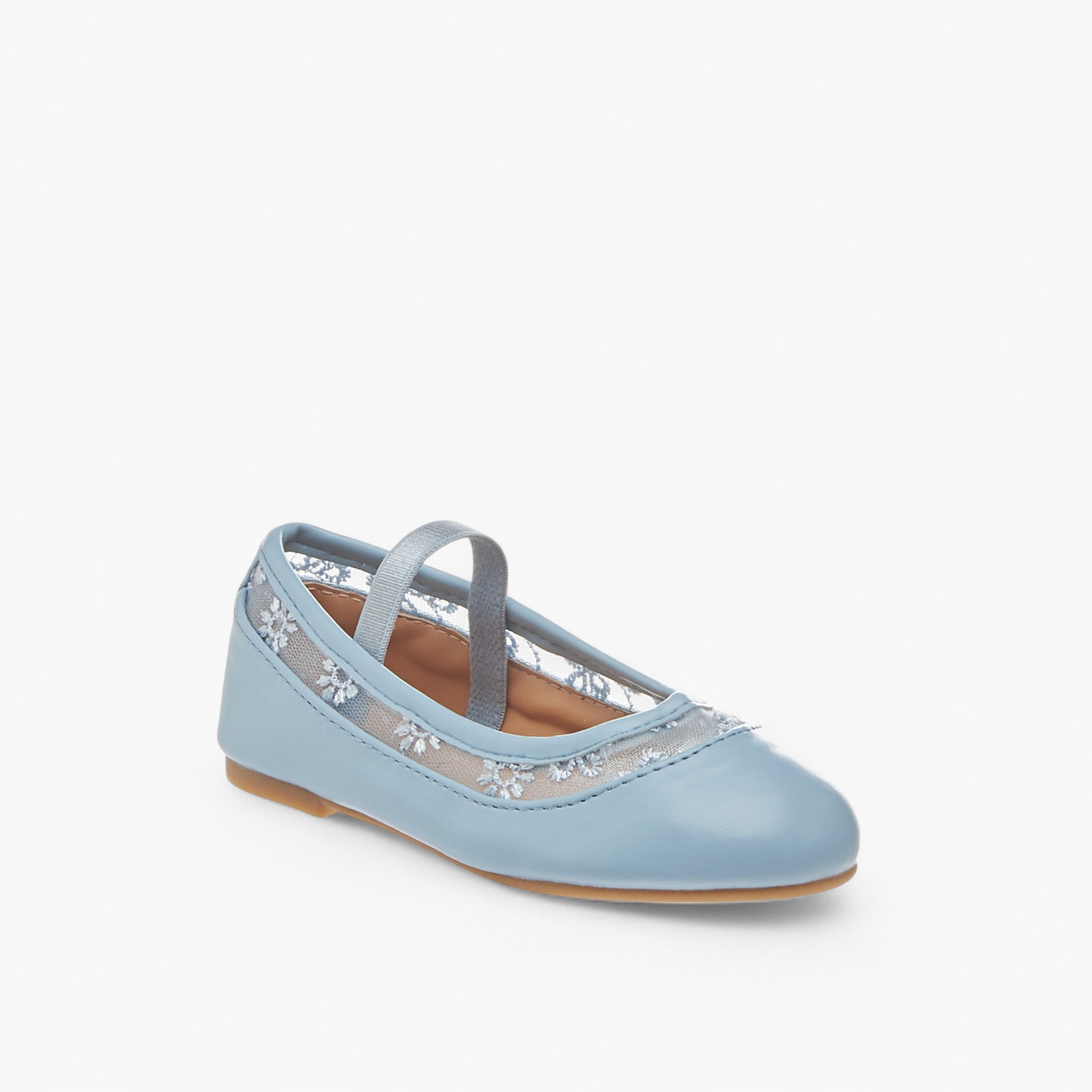 Flora Bella Embroidered Ballerina Shoes with Elasticated Strap-girls-shoes-ballerinas-image-2