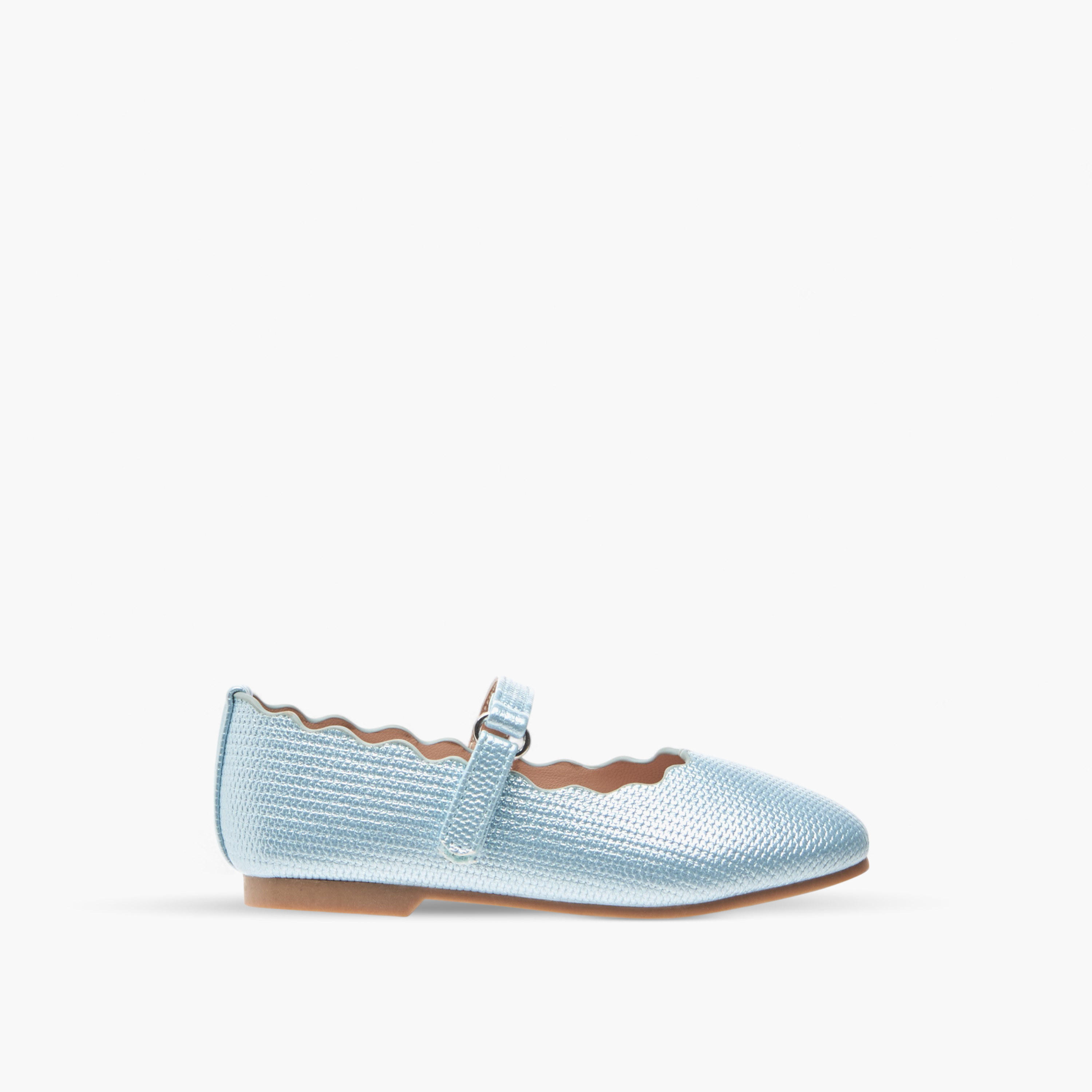 Juniors Scallop Detail Ballerina Shoes with Hook and Loop Closure-girls-shoes-maryjanes-image-3