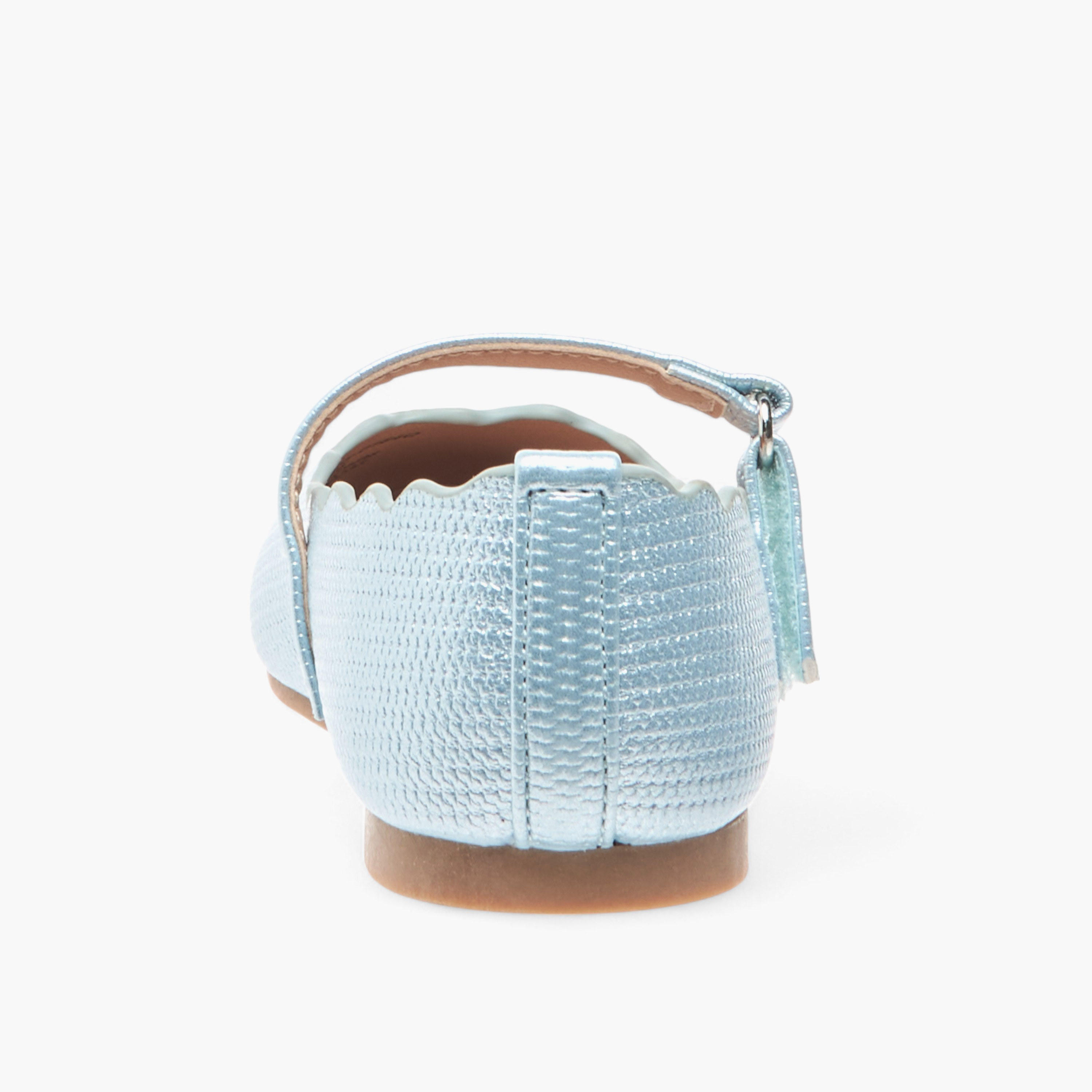Juniors Scallop Detail Ballerina Shoes with Hook and Loop Closure-girls-shoes-maryjanes-image-5