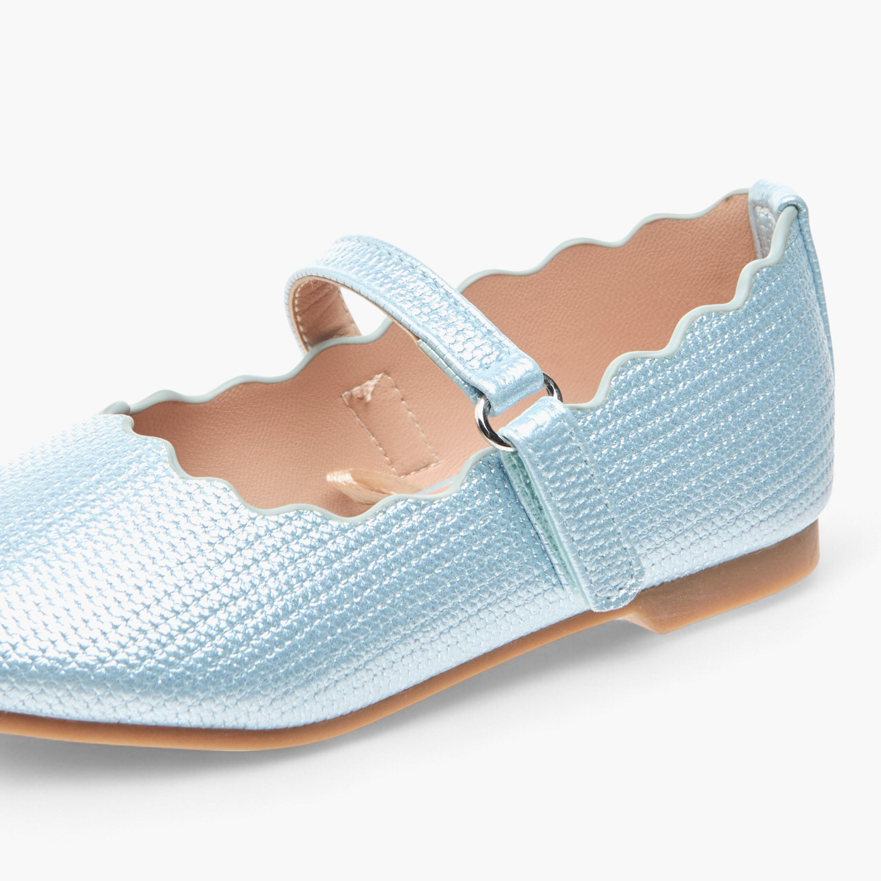 Juniors Scallop Detail Ballerina Shoes with Hook and Loop Closure-girls-shoes-maryjanes-image-6