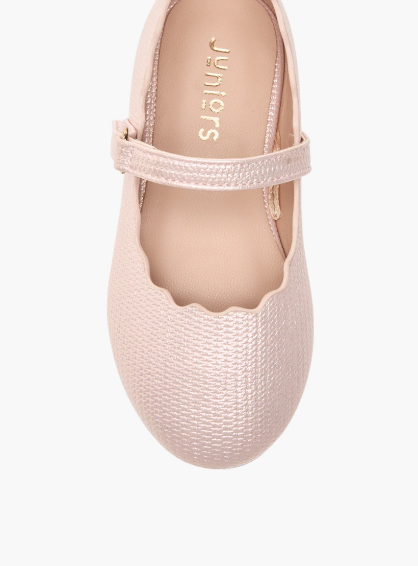 Juniors Scallop Detail Ballerina Shoes with Hook and Loop Closure-girls-shoes-maryjanes-image-4