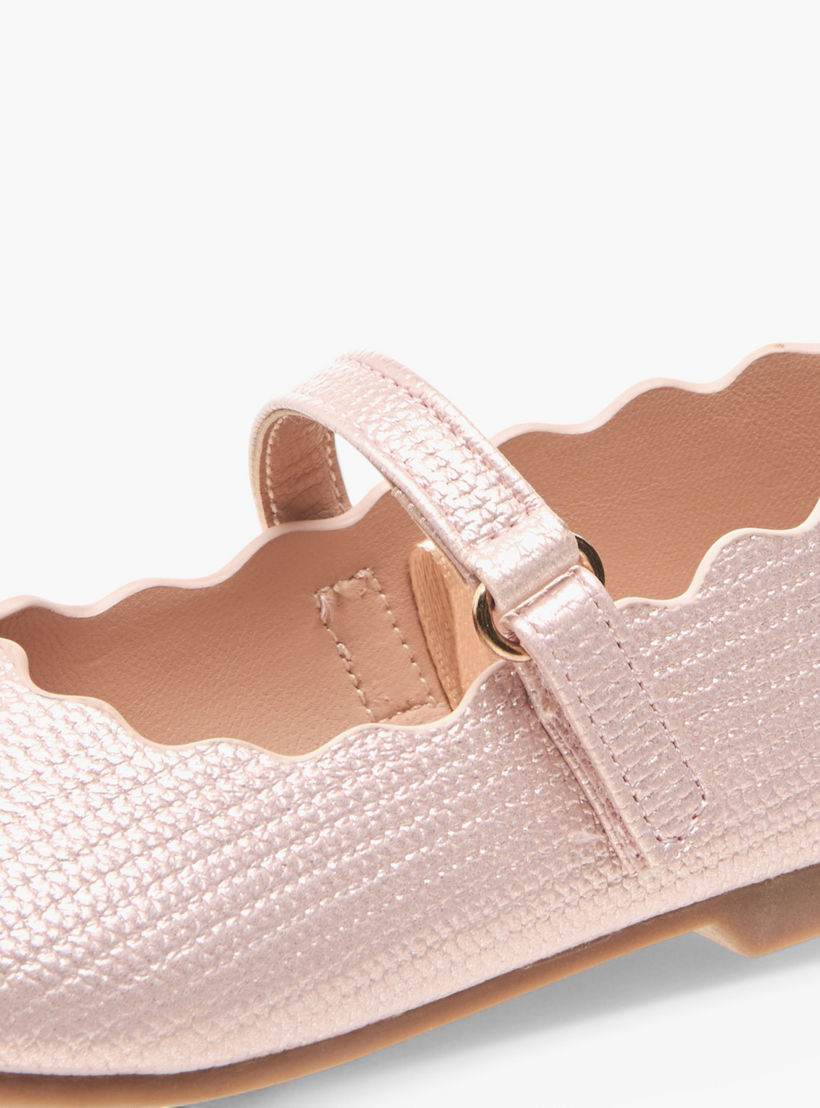 Juniors Scallop Detail Ballerina Shoes with Hook and Loop Closure-girls-shoes-maryjanes-image-6