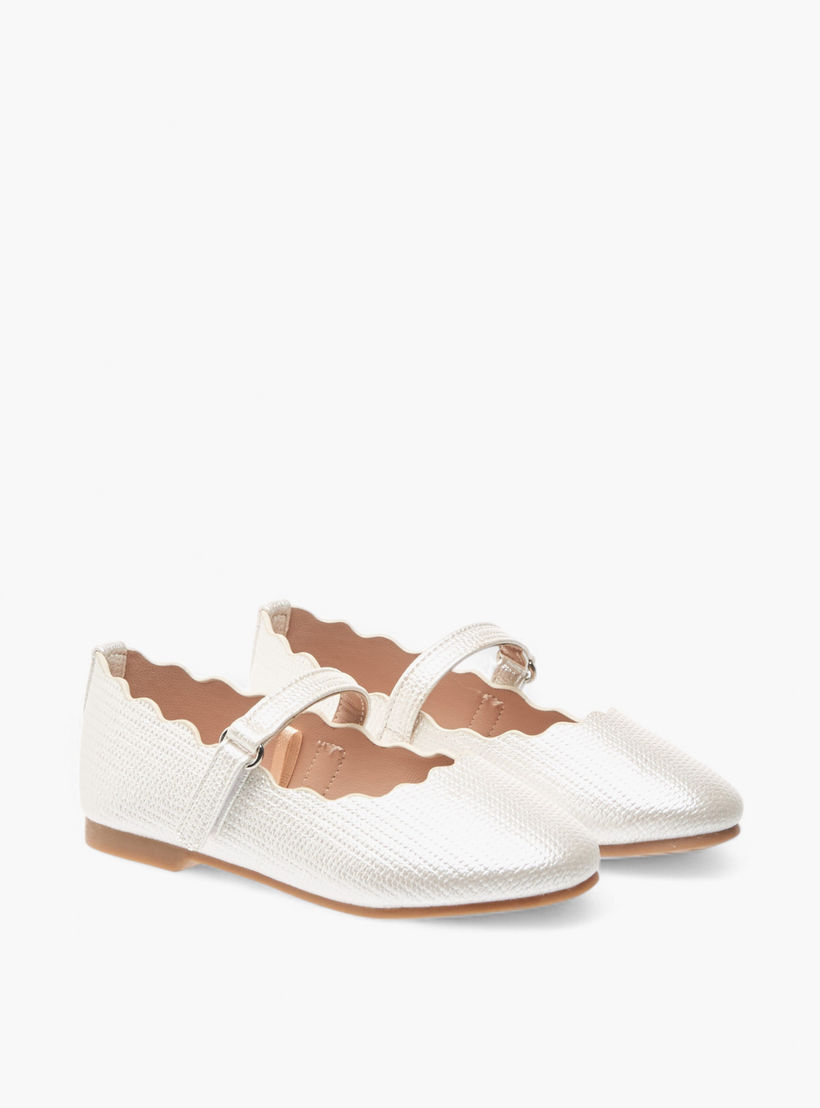 Juniors Scallop Detail Ballerina Shoes with Hook and Loop Closure-girls-shoes-maryjanes-image-1