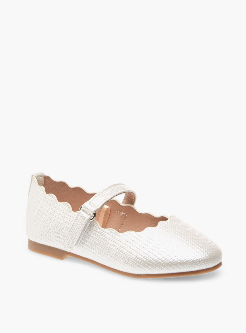 Juniors Scallop Detail Ballerina Shoes with Hook and Loop Closure-girls-shoes-maryjanes-image-2