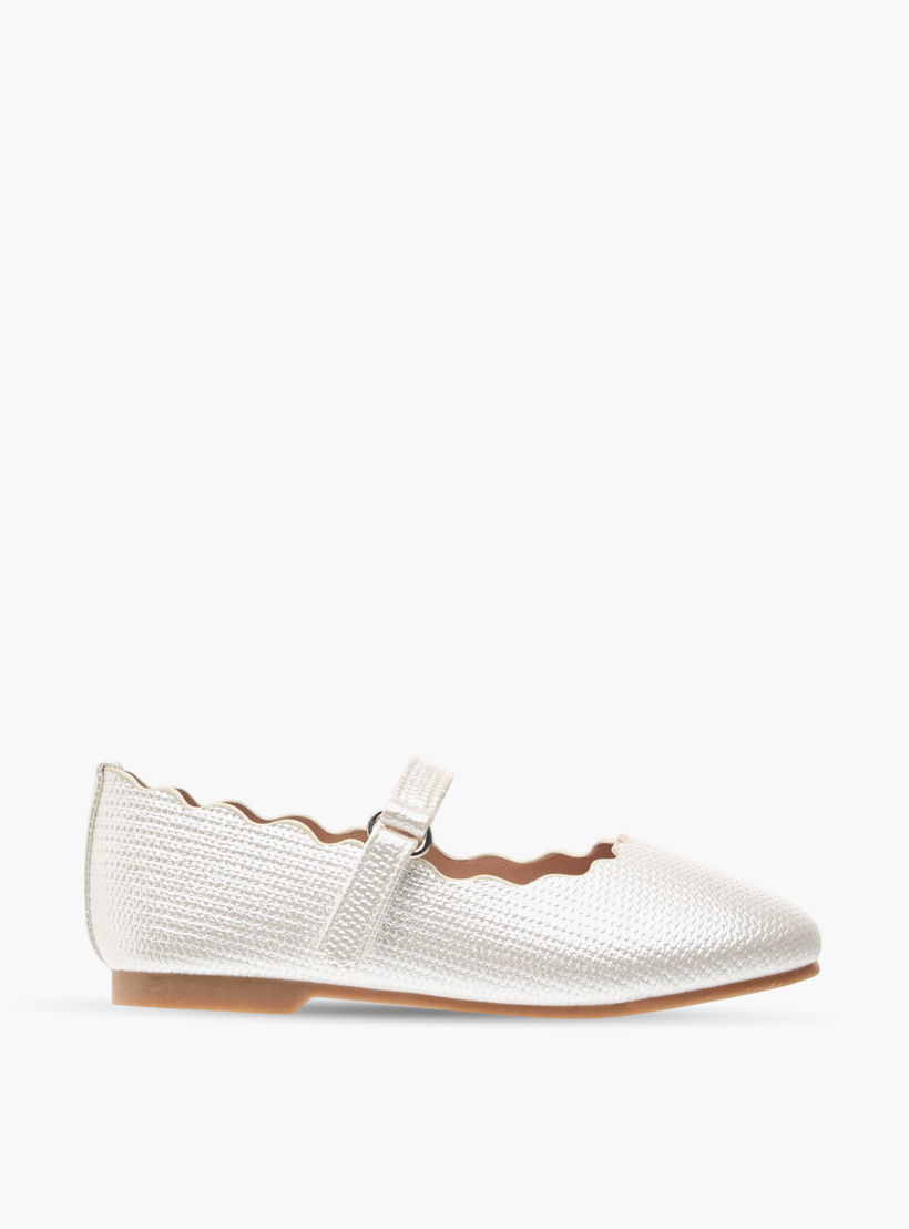 Juniors Scallop Detail Ballerina Shoes with Hook and Loop Closure-girls-shoes-maryjanes-image-3