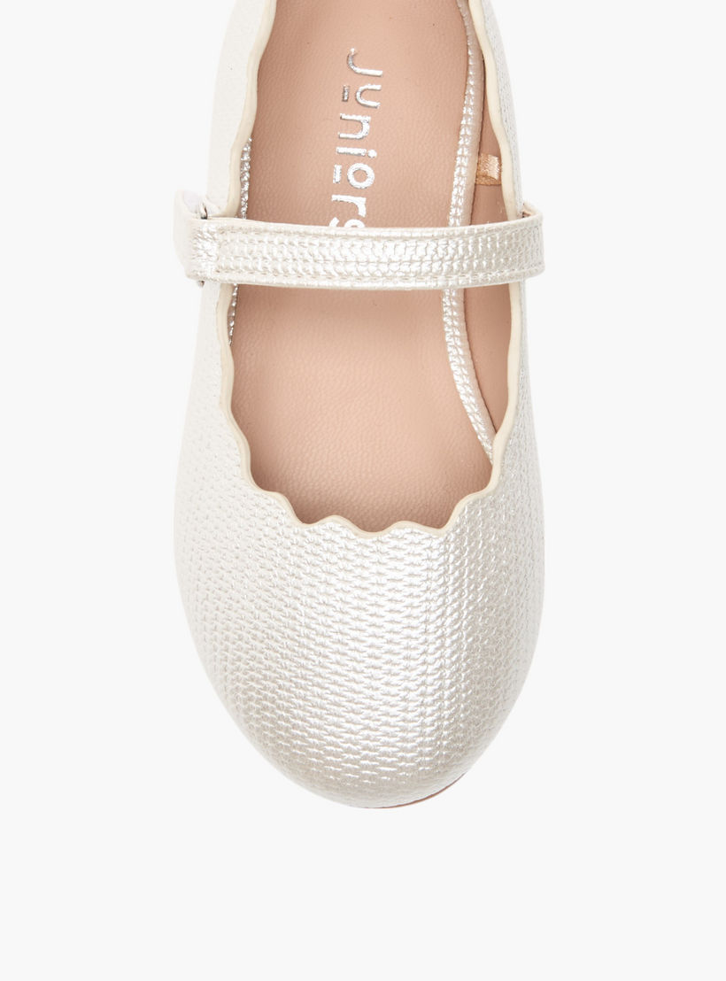 Juniors Scallop Detail Ballerina Shoes with Hook and Loop Closure-girls-shoes-maryjanes-image-4