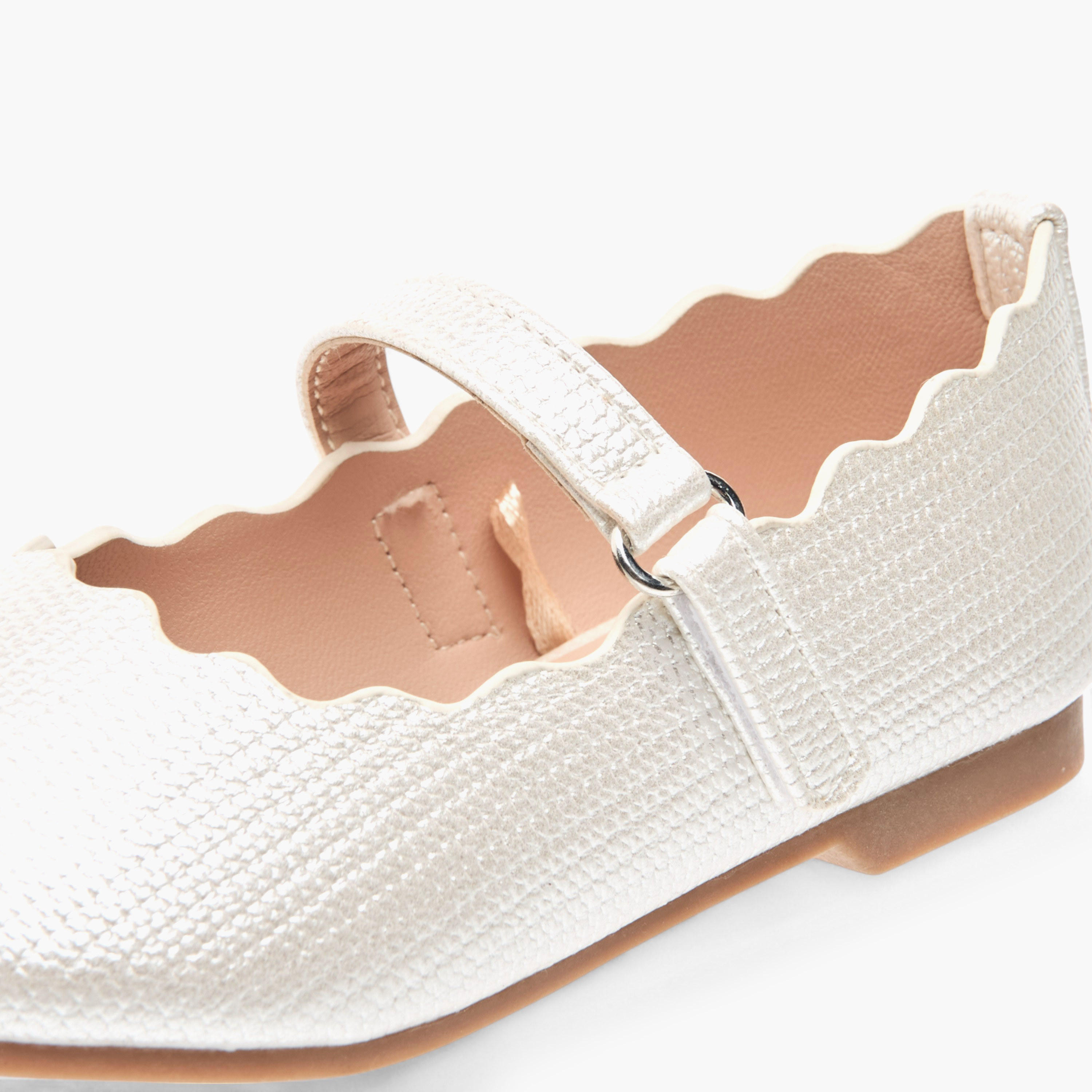 Juniors Scallop Detail Ballerina Shoes with Hook and Loop Closure-girls-shoes-maryjanes-image-6