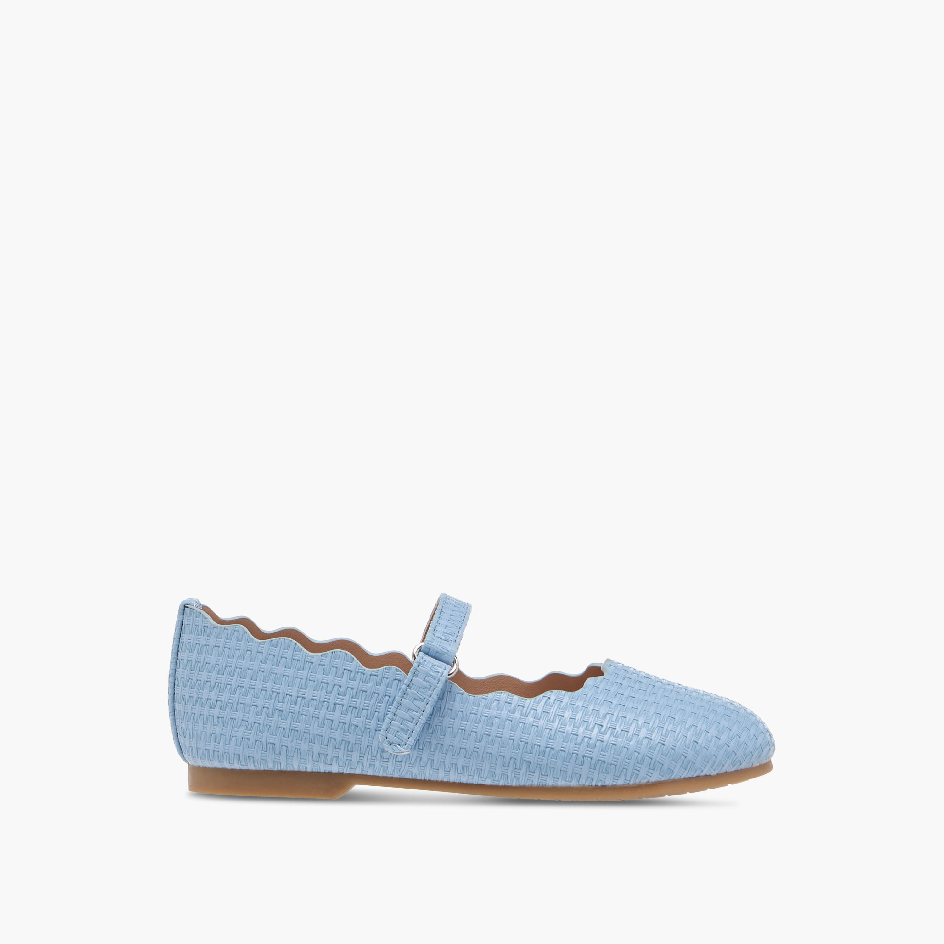 Juniors Scallop Detail Ballerina Shoes with Hook and Loop Closure-girls-shoes-maryjanes-image-3
