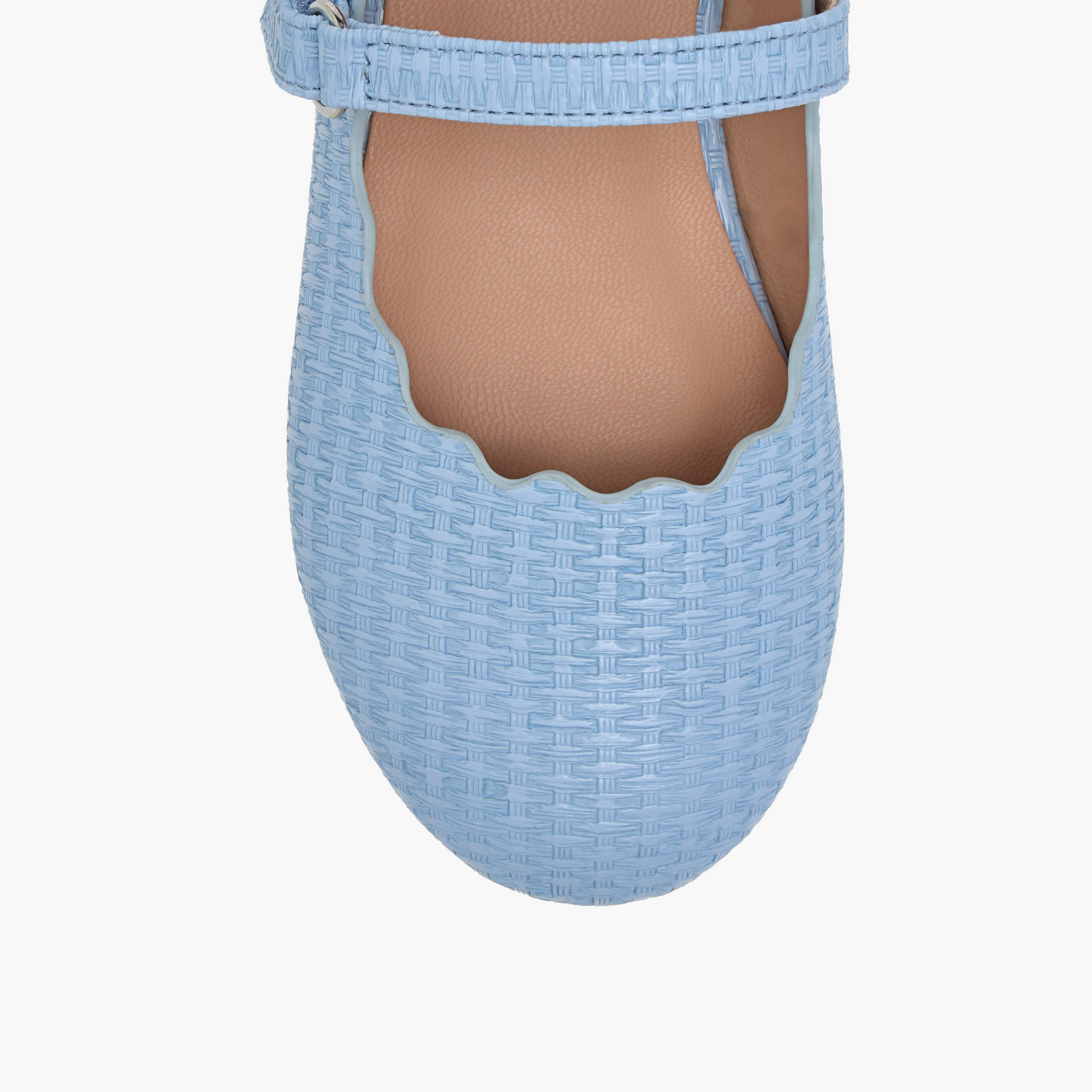 Juniors Scallop Detail Ballerina Shoes with Hook and Loop Closure-girls-shoes-maryjanes-image-4