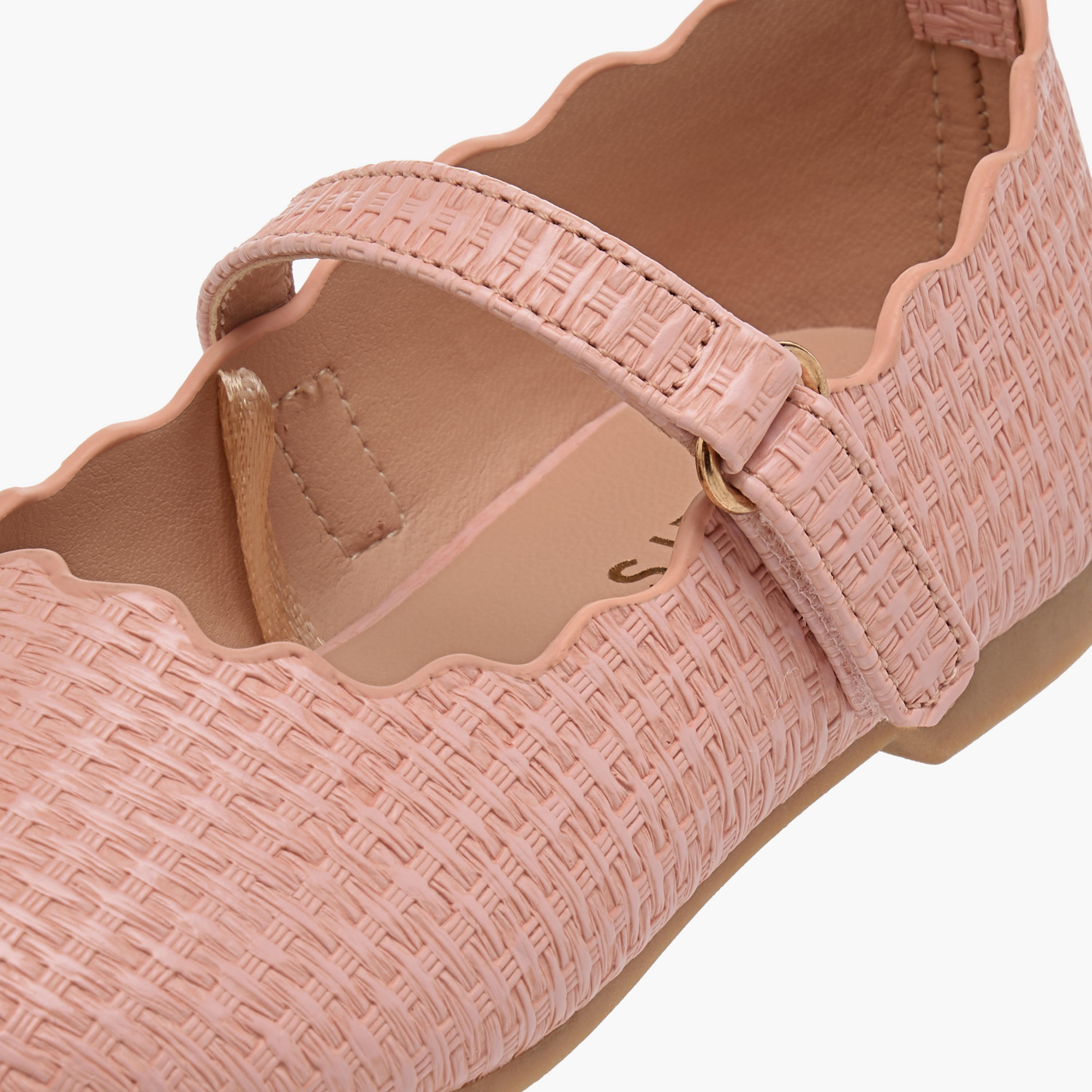 Juniors Scallop Detail Ballerina Shoes with Hook and Loop Closure-girls-shoes-maryjanes-image-6