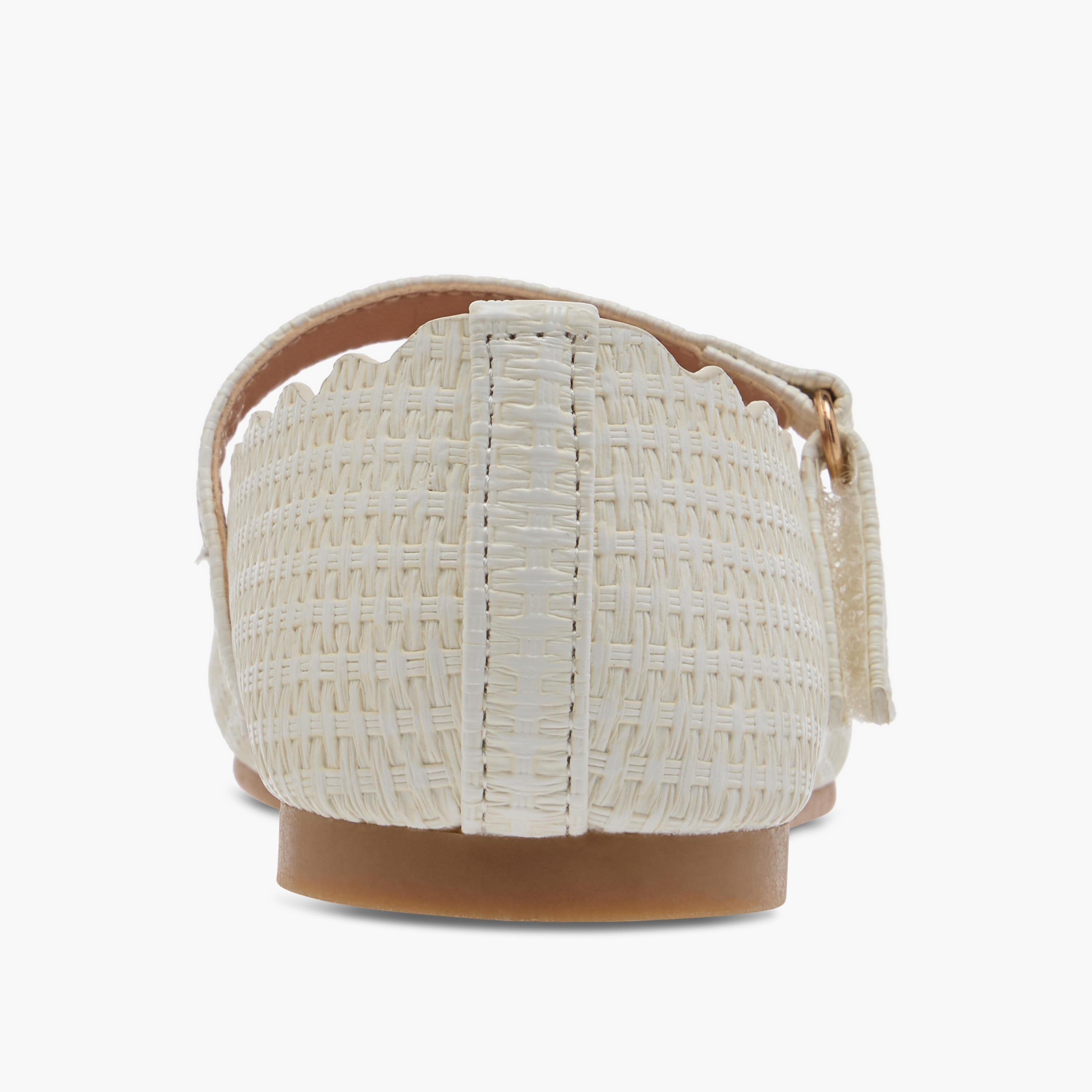 Juniors Scallop Detail Ballerina Shoes with Hook and Loop Closure-girls-shoes-maryjanes-image-5