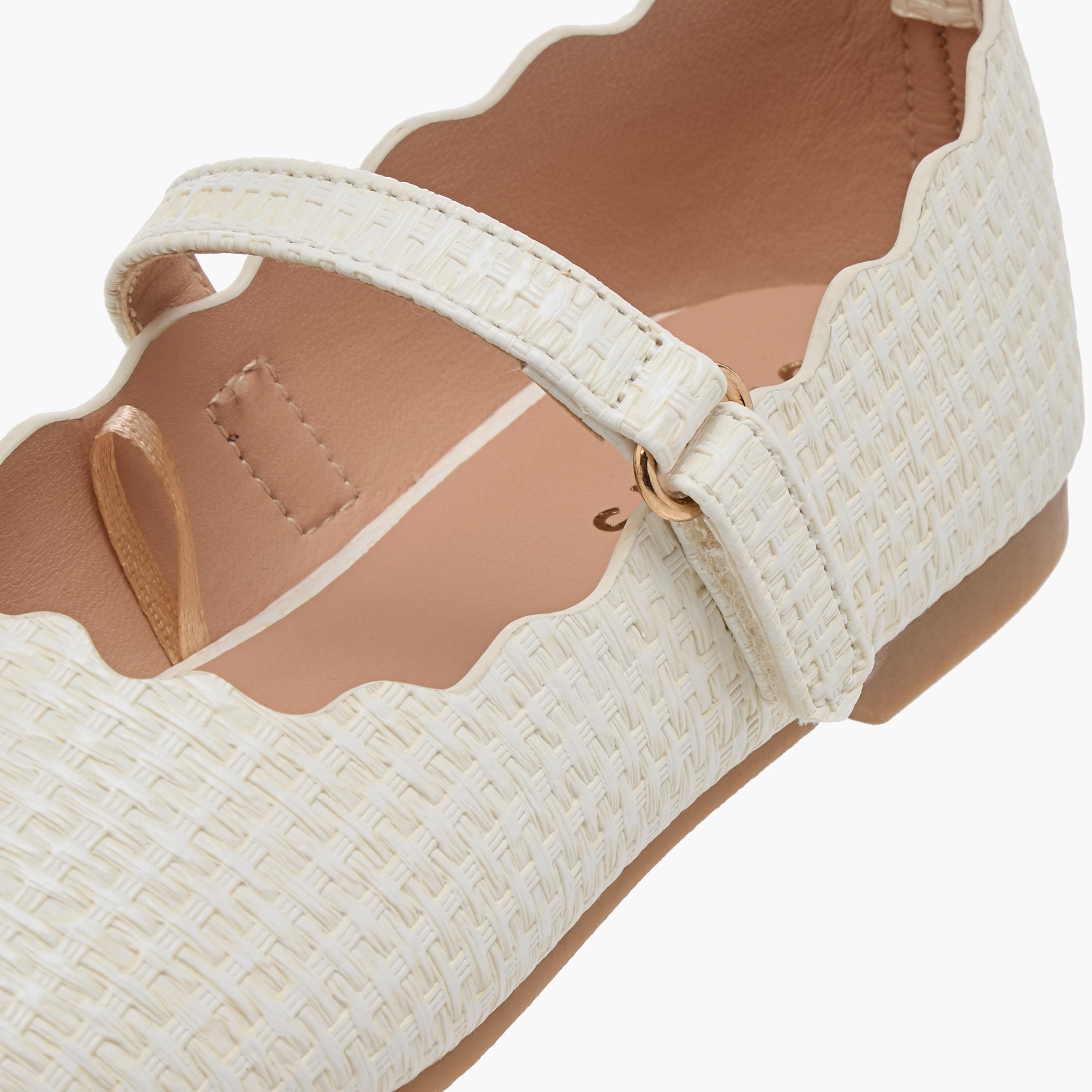 Juniors Scallop Detail Ballerina Shoes with Hook and Loop Closure-girls-shoes-maryjanes-image-6
