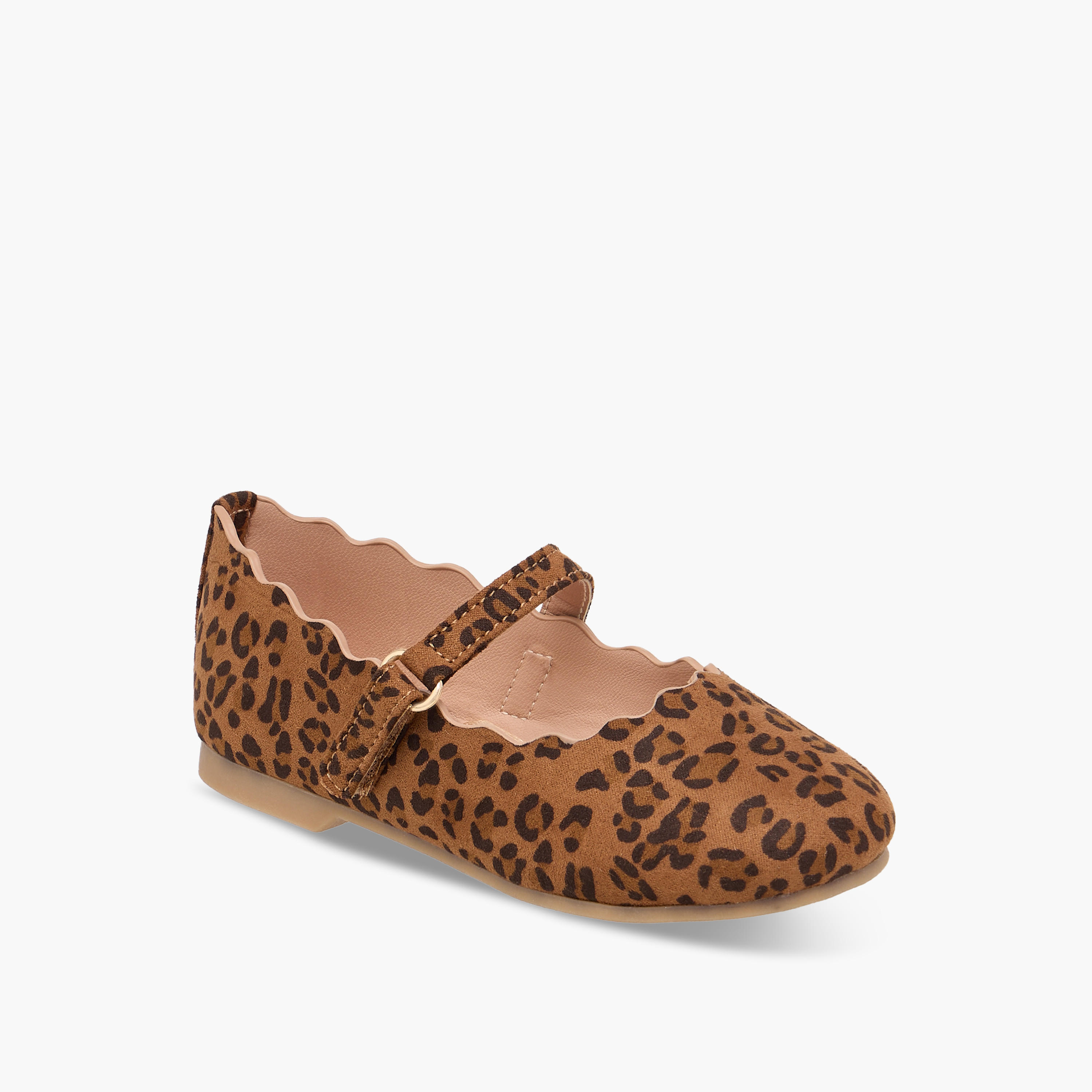 Juniors Animal Print Ballerina Shoes with Hook and Loop Closure-girls-shoes-maryjanes-image-2
