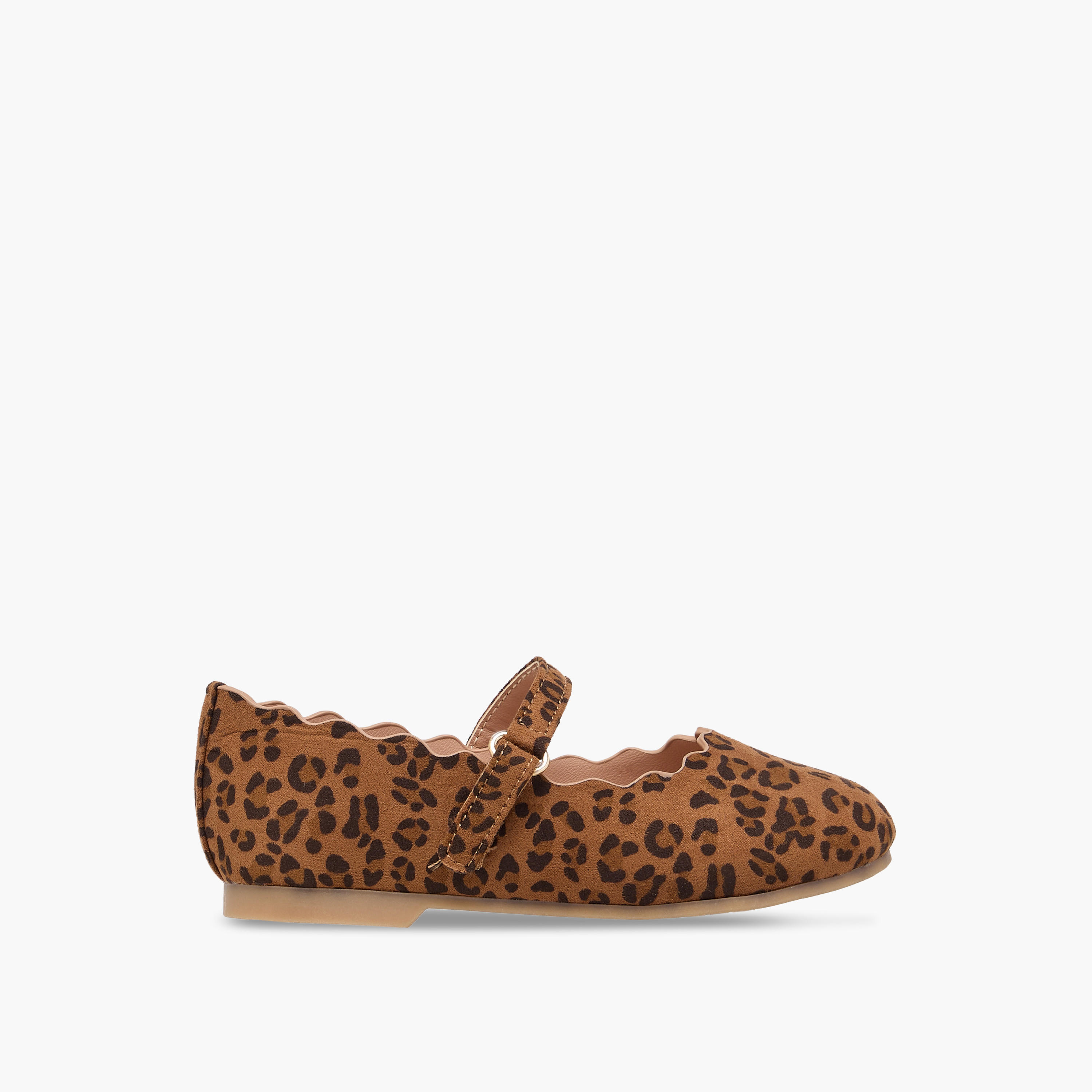 Juniors Animal Print Ballerina Shoes with Hook and Loop Closure-girls-shoes-maryjanes-image-3