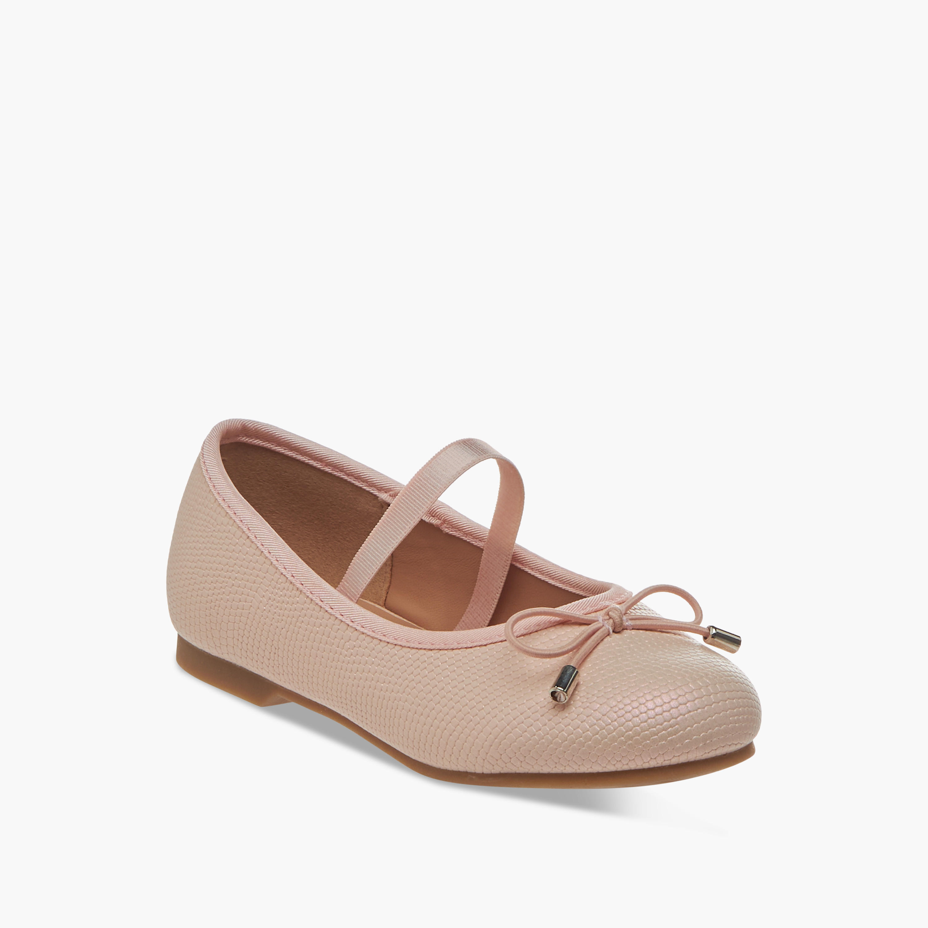 Juniors Bow Accent Slip-On Ballerina Shoes with Elasticated Strap-girls-shoes-ballerinas-image-2