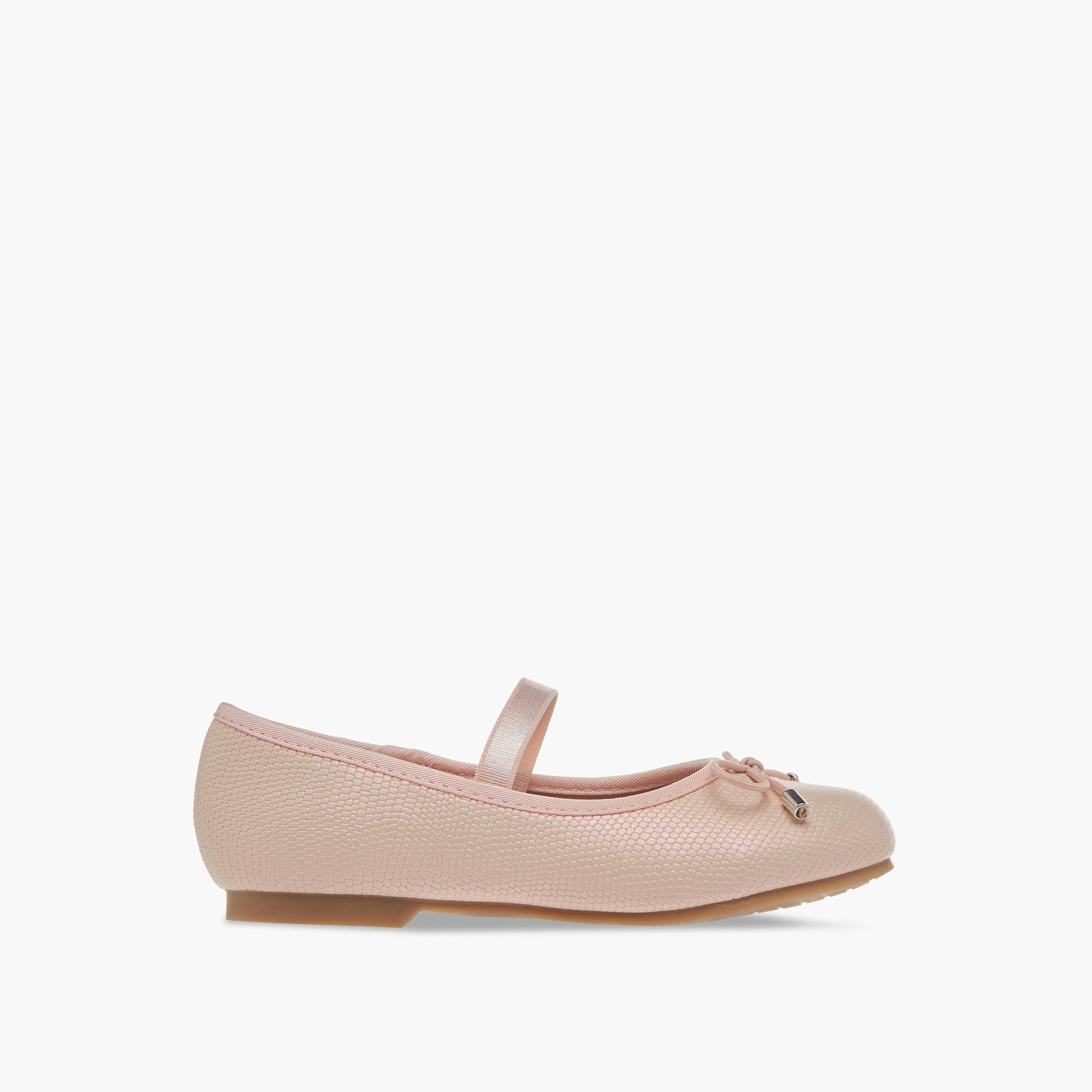 Juniors Bow Accent Slip-On Ballerina Shoes with Elasticated Strap-girls-shoes-ballerinas-image-3