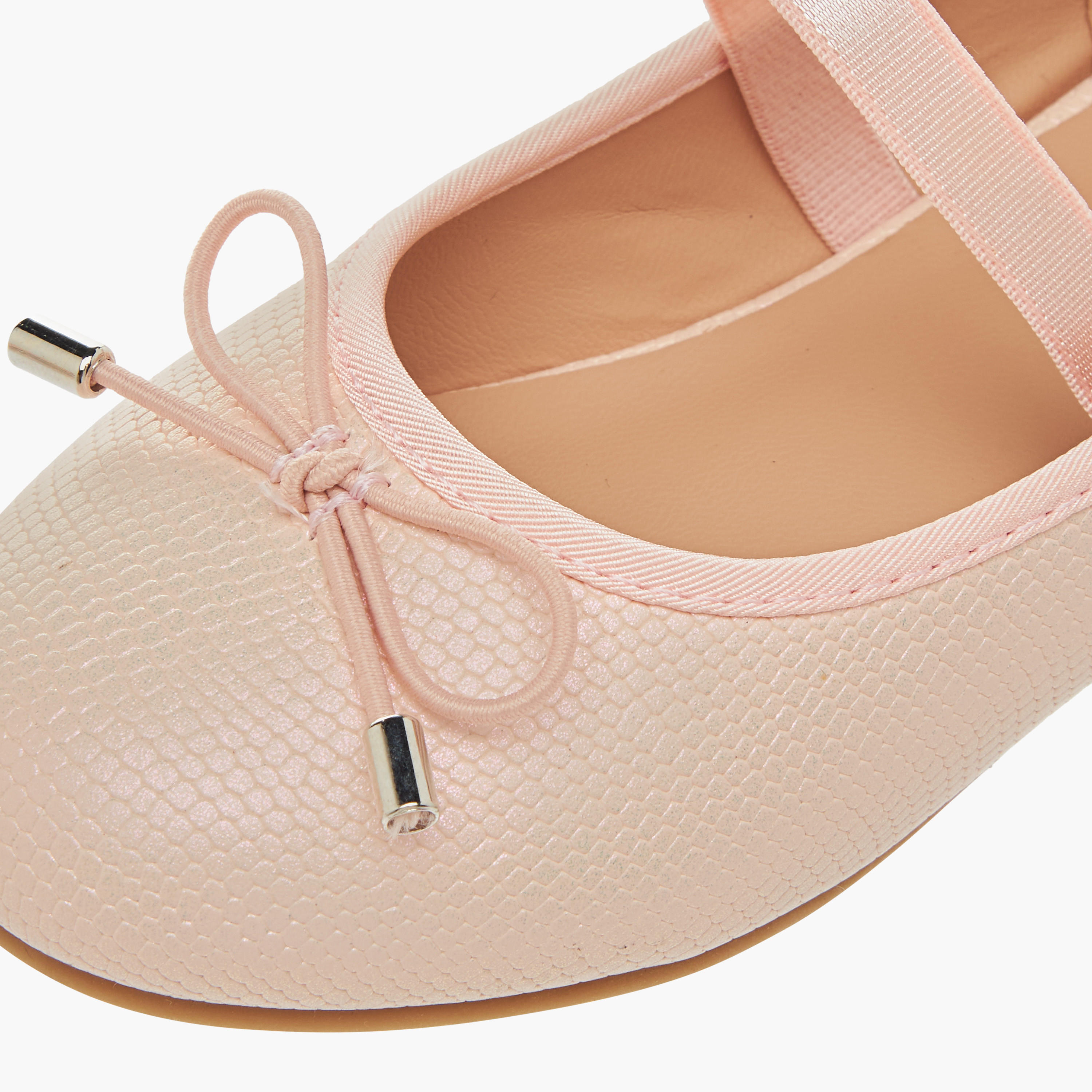 Juniors Bow Accent Slip-On Ballerina Shoes with Elasticated Strap-girls-shoes-ballerinas-image-6