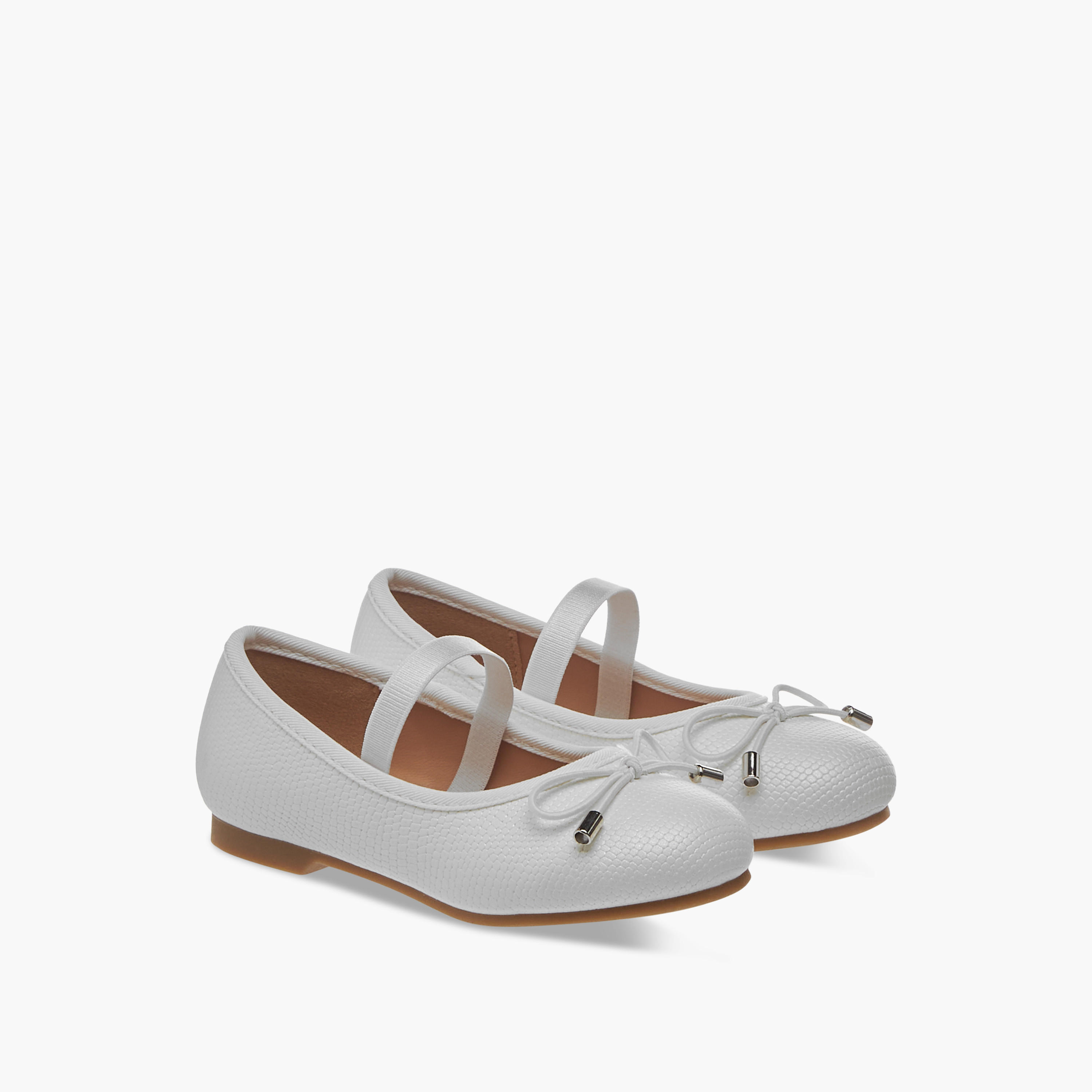 Juniors Bow Accent Slip-On Ballerina Shoes with Elasticated Strap-girls-shoes-ballerinas-image-1