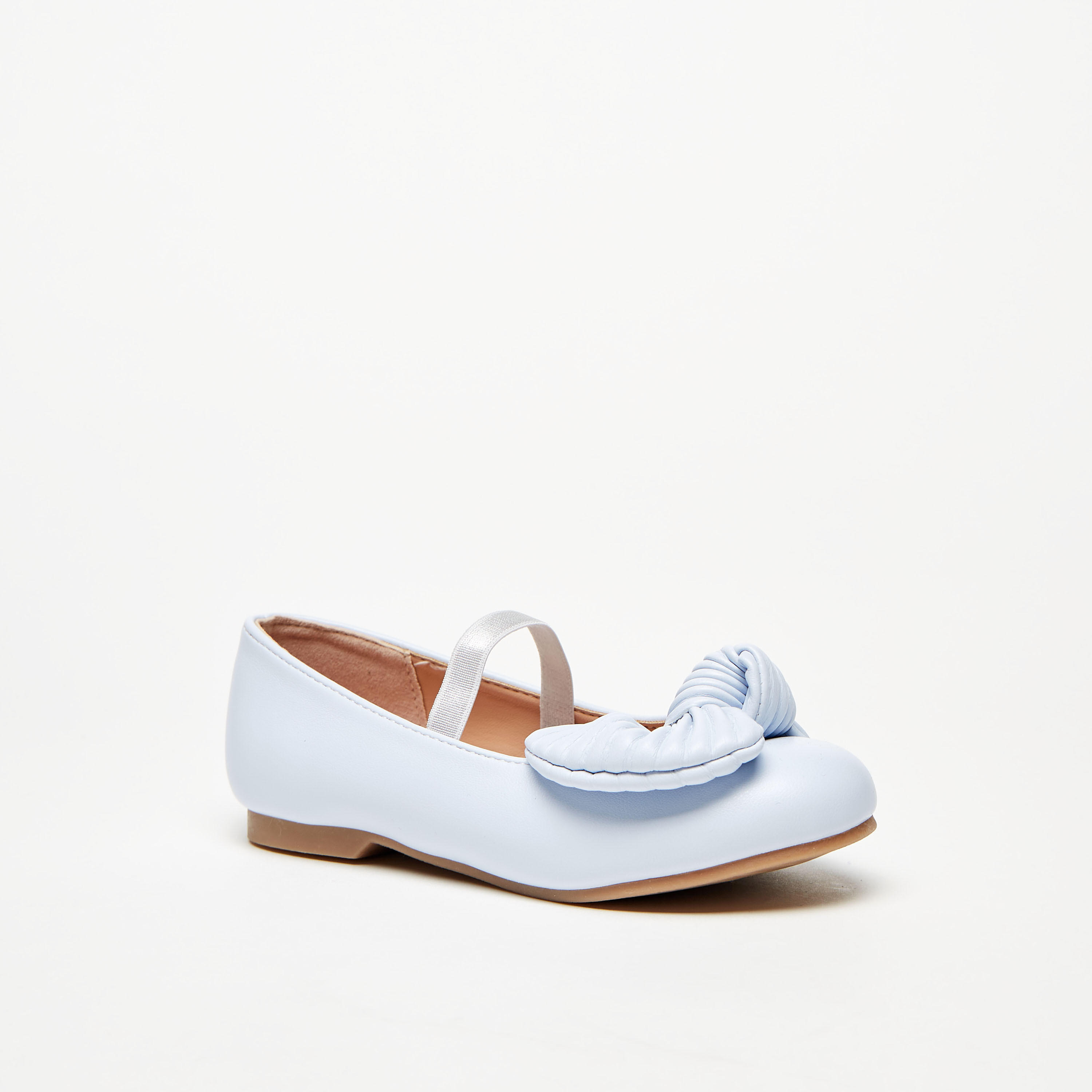 Juniors Ballerina Shoes with Bow Accent and Elasticated Strap-girls-shoes-ballerinas-image-1