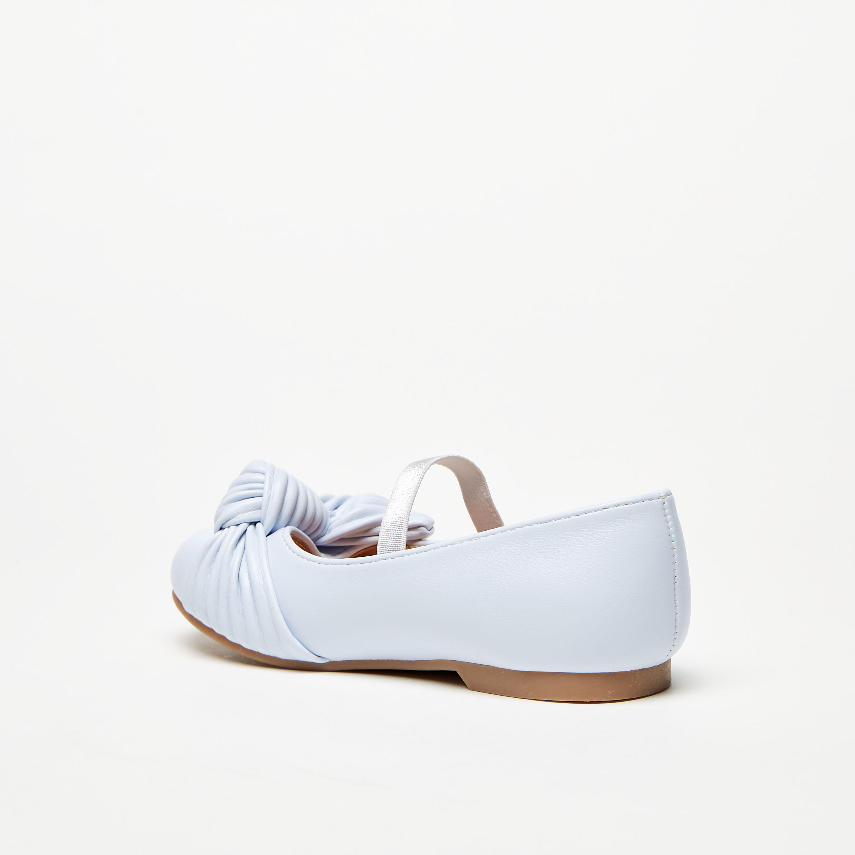 Juniors Ballerina Shoes with Bow Accent and Elasticated Strap-girls-shoes-ballerinas-image-2
