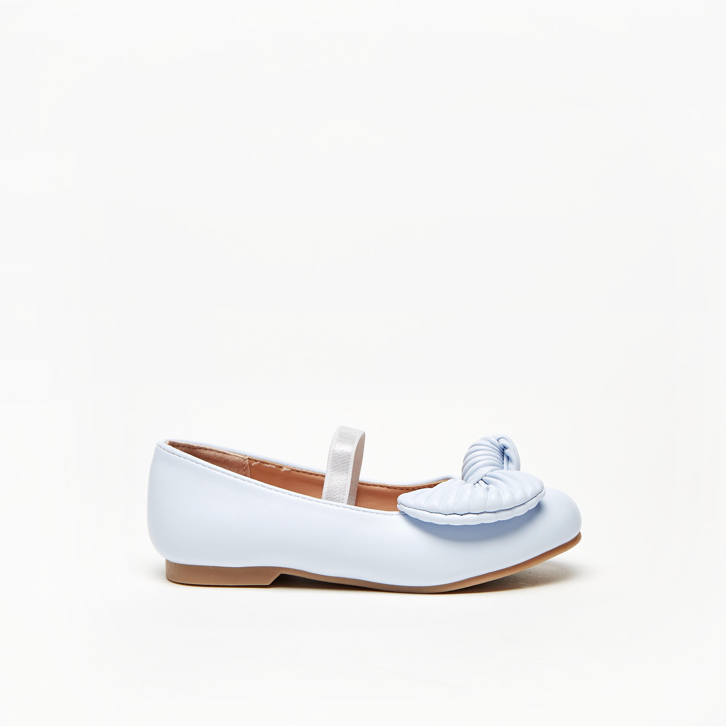 Juniors Ballerina Shoes with Bow Accent and Elasticated Strap-girls-shoes-ballerinas-image-3