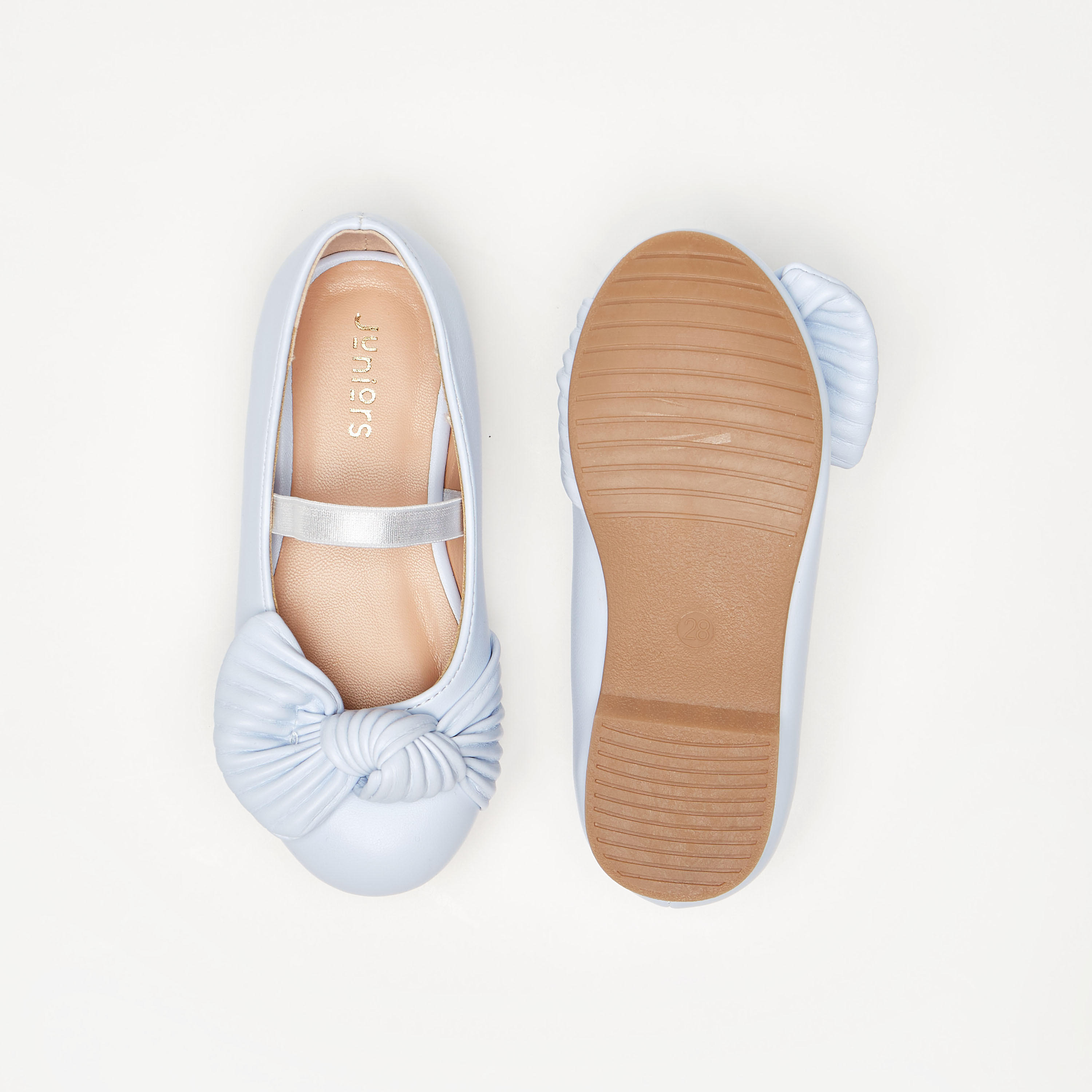 Juniors Ballerina Shoes with Bow Accent and Elasticated Strap-girls-shoes-ballerinas-image-4