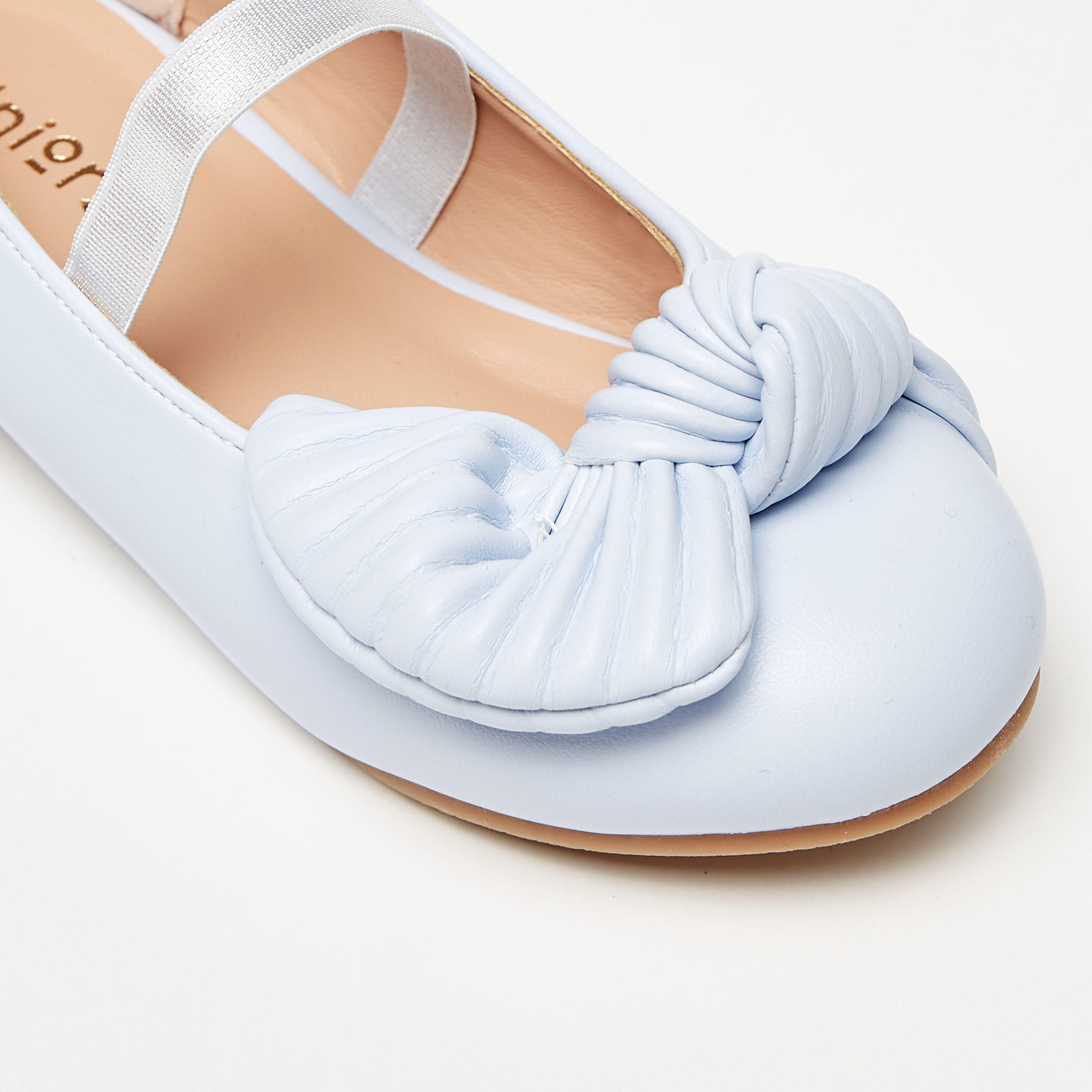 Juniors Ballerina Shoes with Bow Accent and Elasticated Strap-girls-shoes-ballerinas-image-5