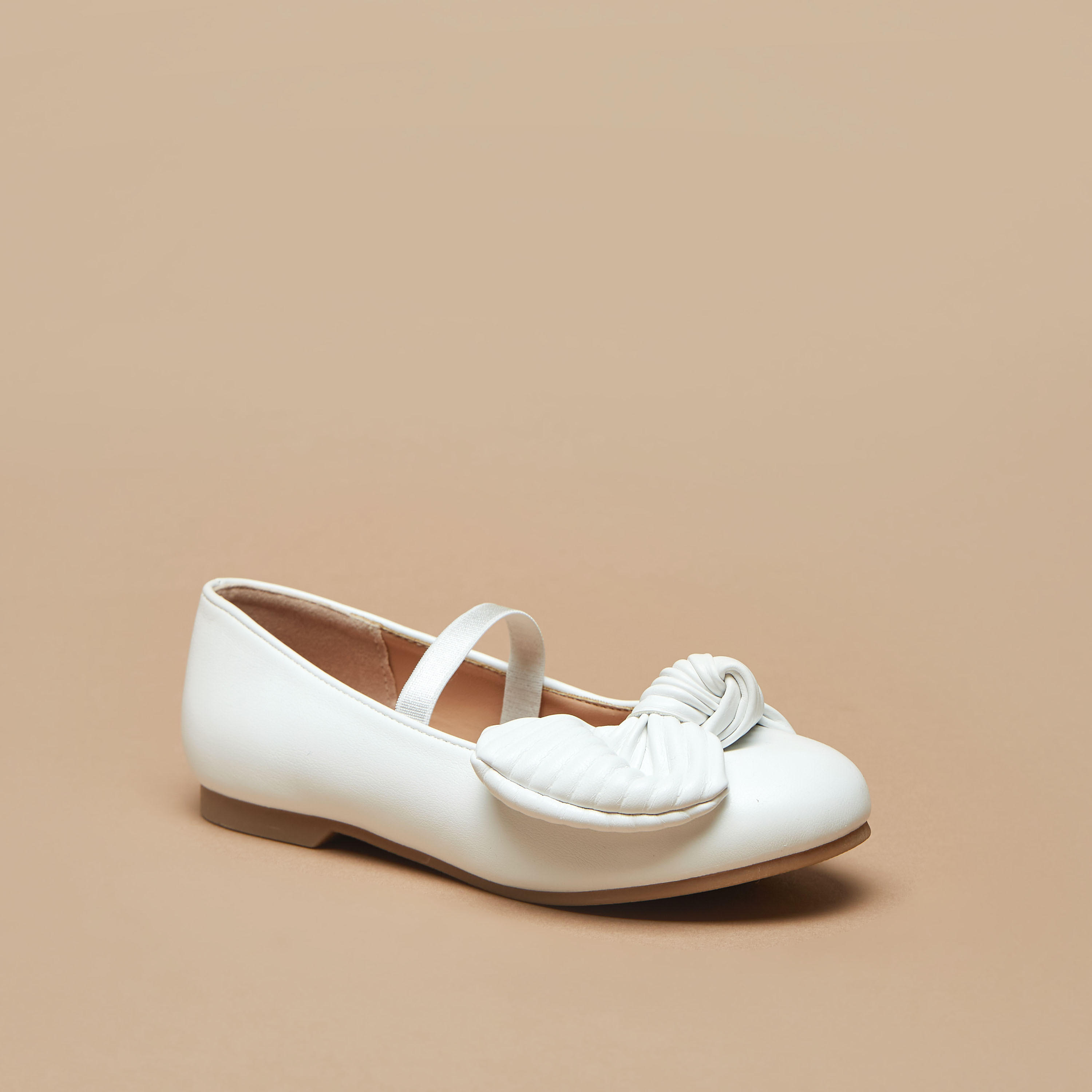 Juniors Ballerina Shoes with Bow Accent and Elasticated Strap-girls-shoes-ballerinas-image-6
