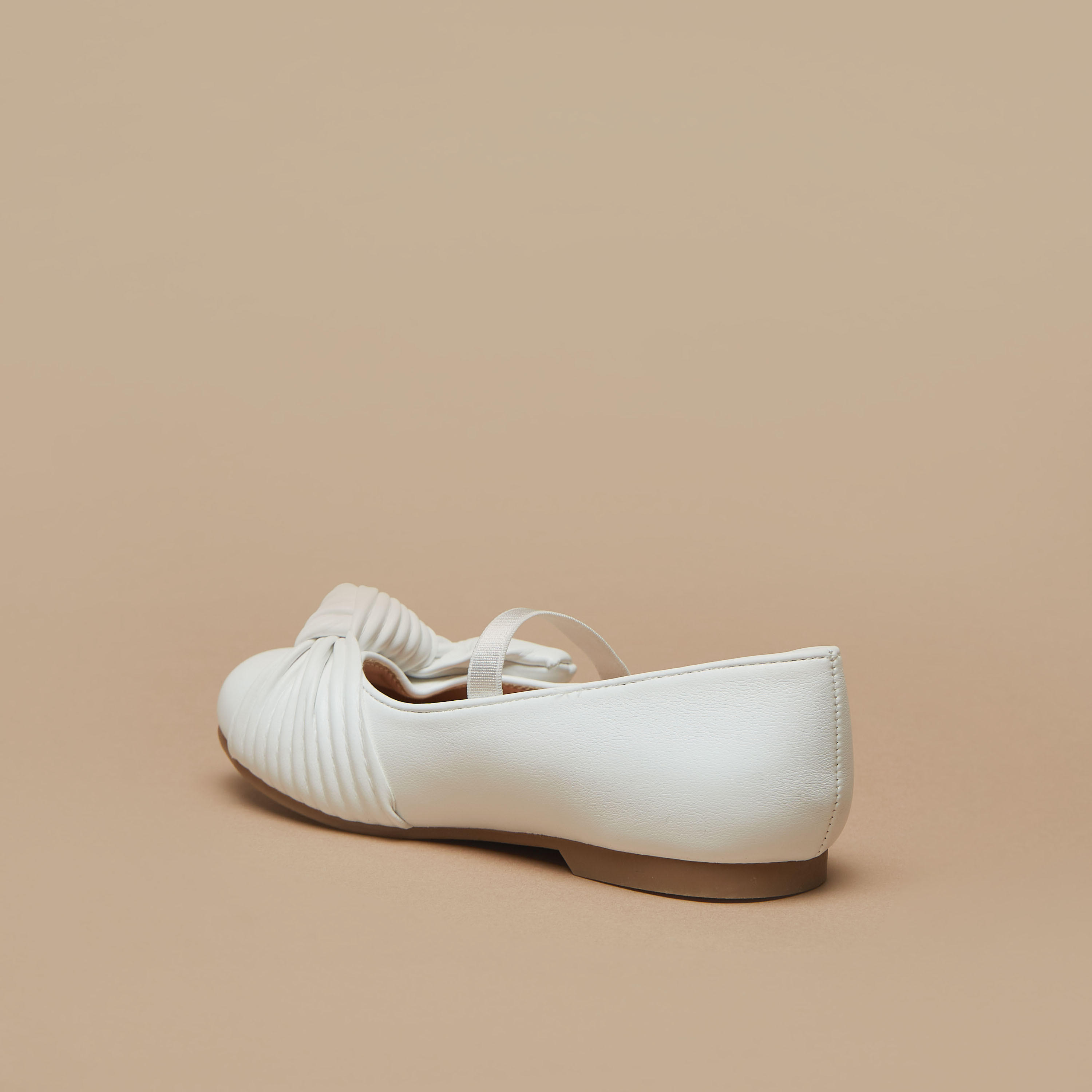 Juniors Ballerina Shoes with Bow Accent and Elasticated Strap-girls-shoes-ballerinas-image-7