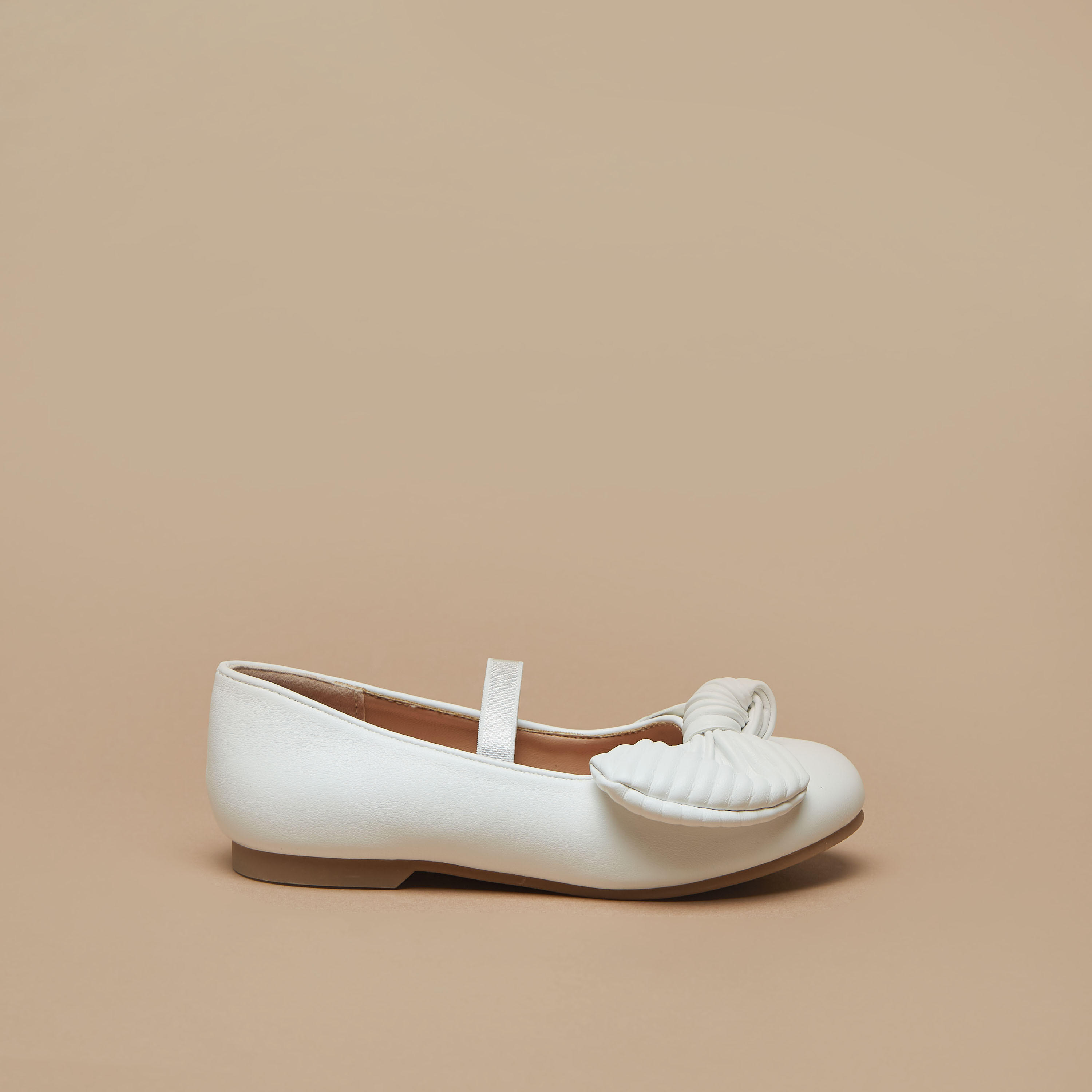 Juniors Ballerina Shoes with Bow Accent and Elasticated Strap-girls-shoes-ballerinas-image-8