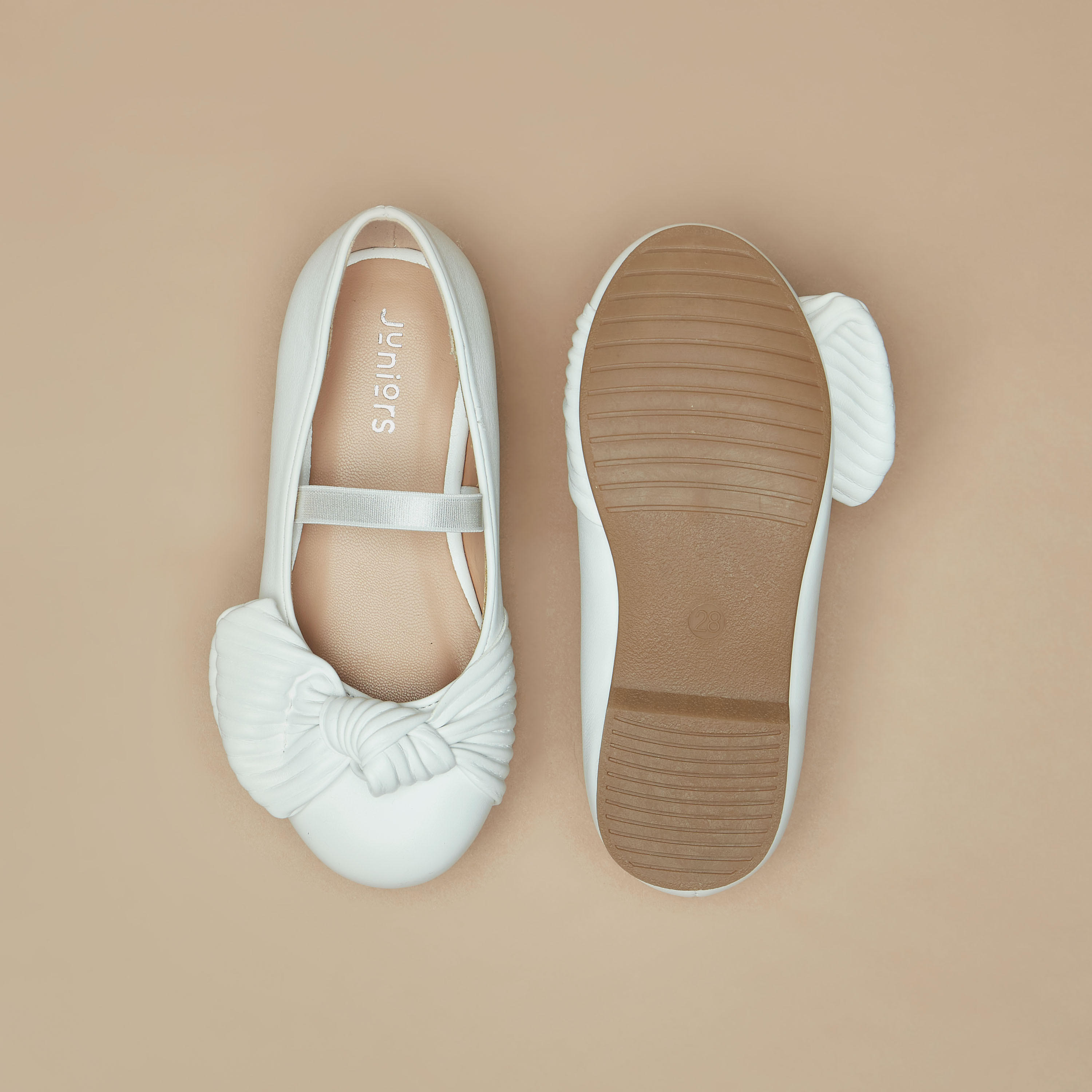 Juniors Ballerina Shoes with Bow Accent and Elasticated Strap-girls-shoes-ballerinas-image-9