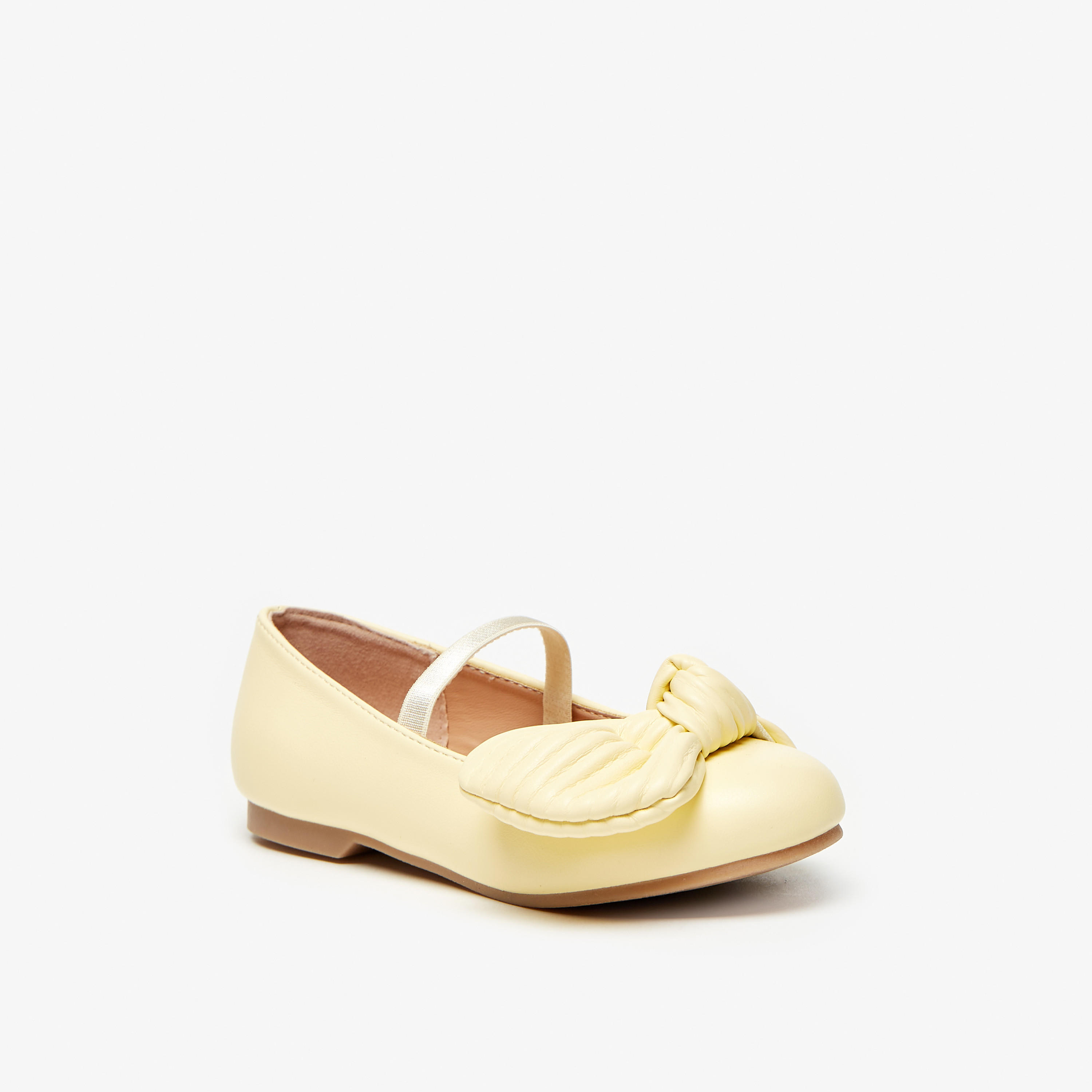 Juniors Ballerina Shoes with Bow Accent and Elasticated Strap-girls-shoes-ballerinas-image-11