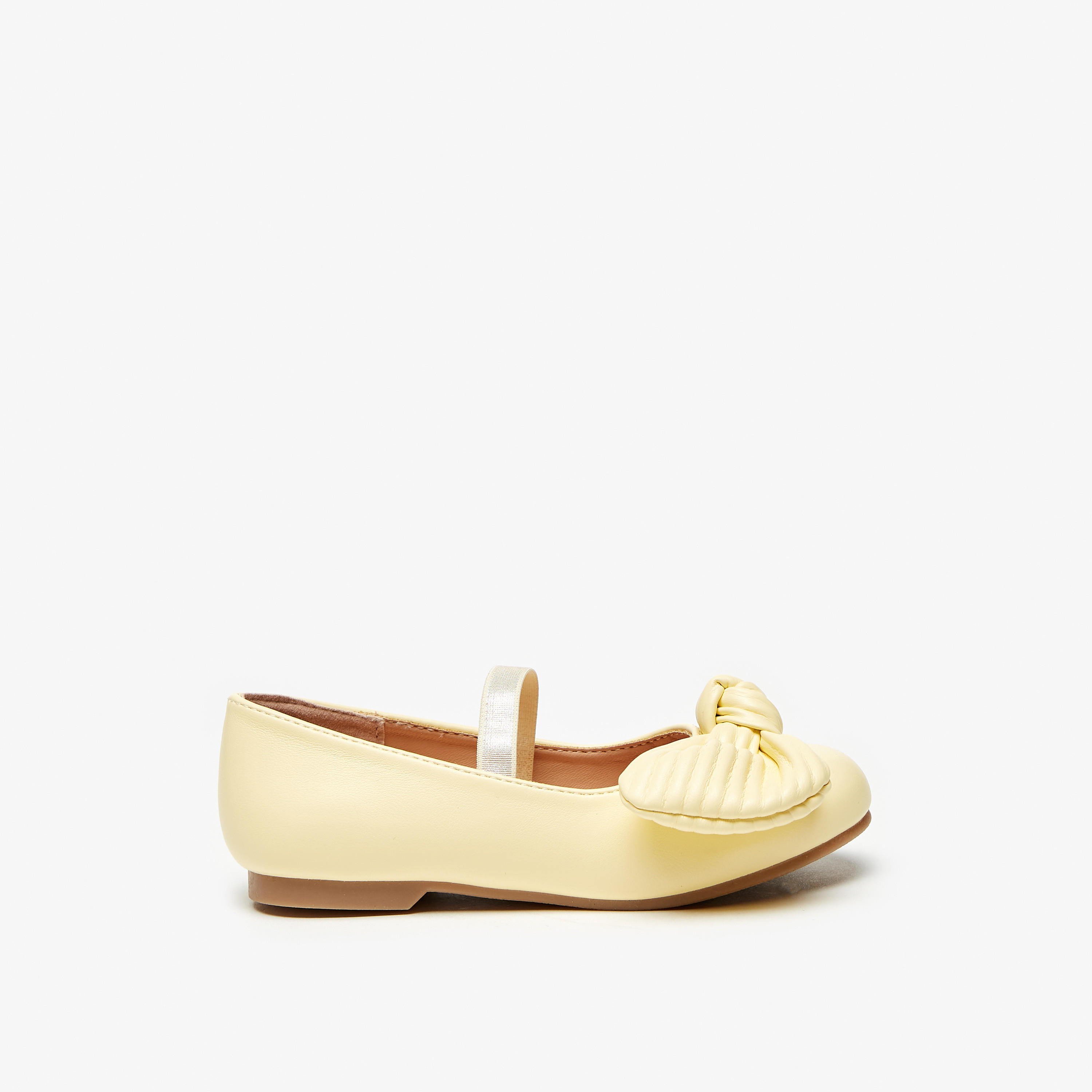 Juniors Ballerina Shoes with Bow Accent and Elasticated Strap-girls-shoes-ballerinas-image-13